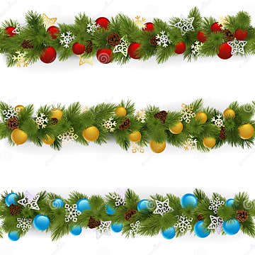Vector Christmas Borders Set 4 Stock Vector - Illustration of garland ...