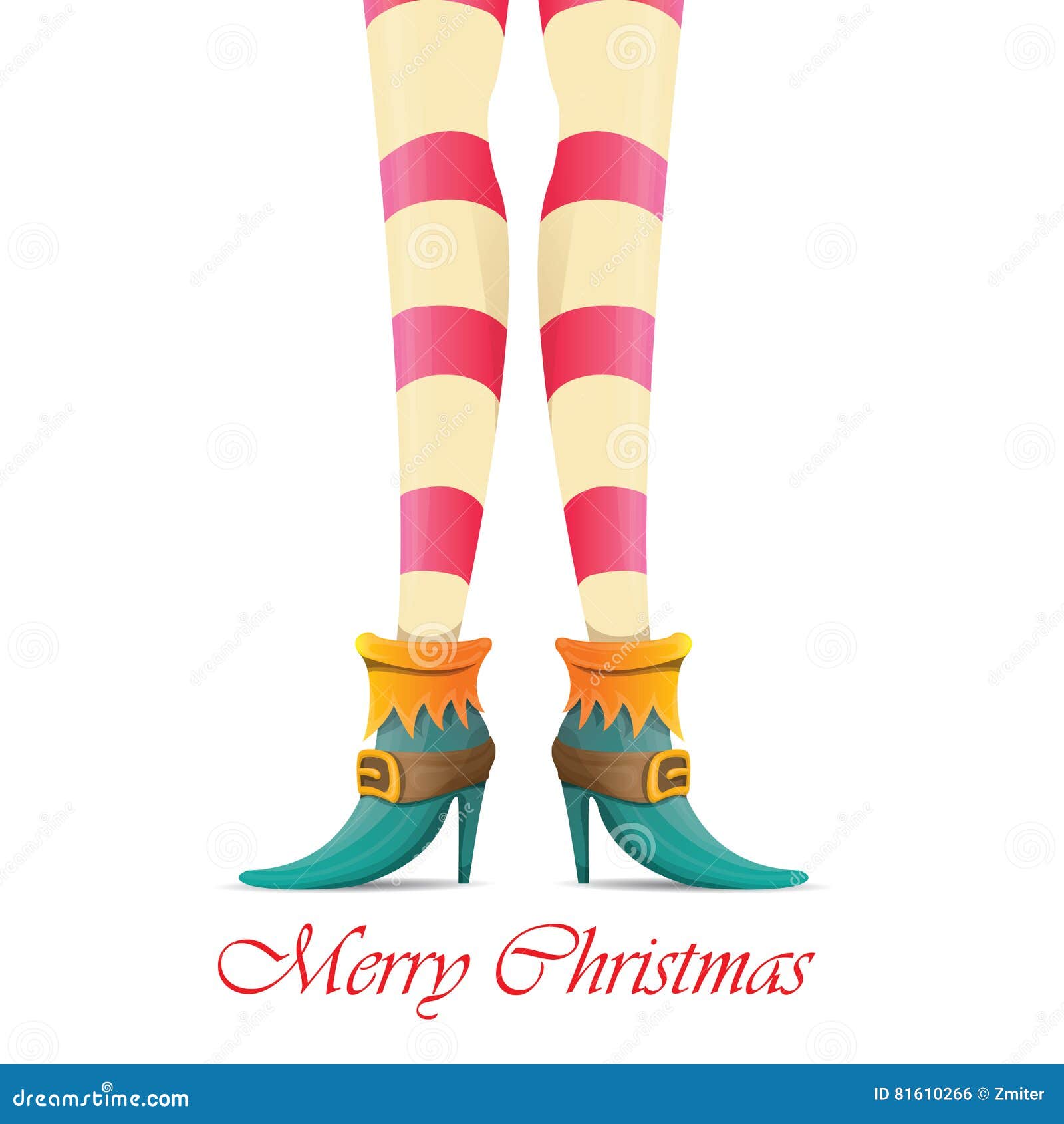 Vector Christmas Card With With Elf Girls Legs Stock Vector - Illustration of greeting, isolated ...