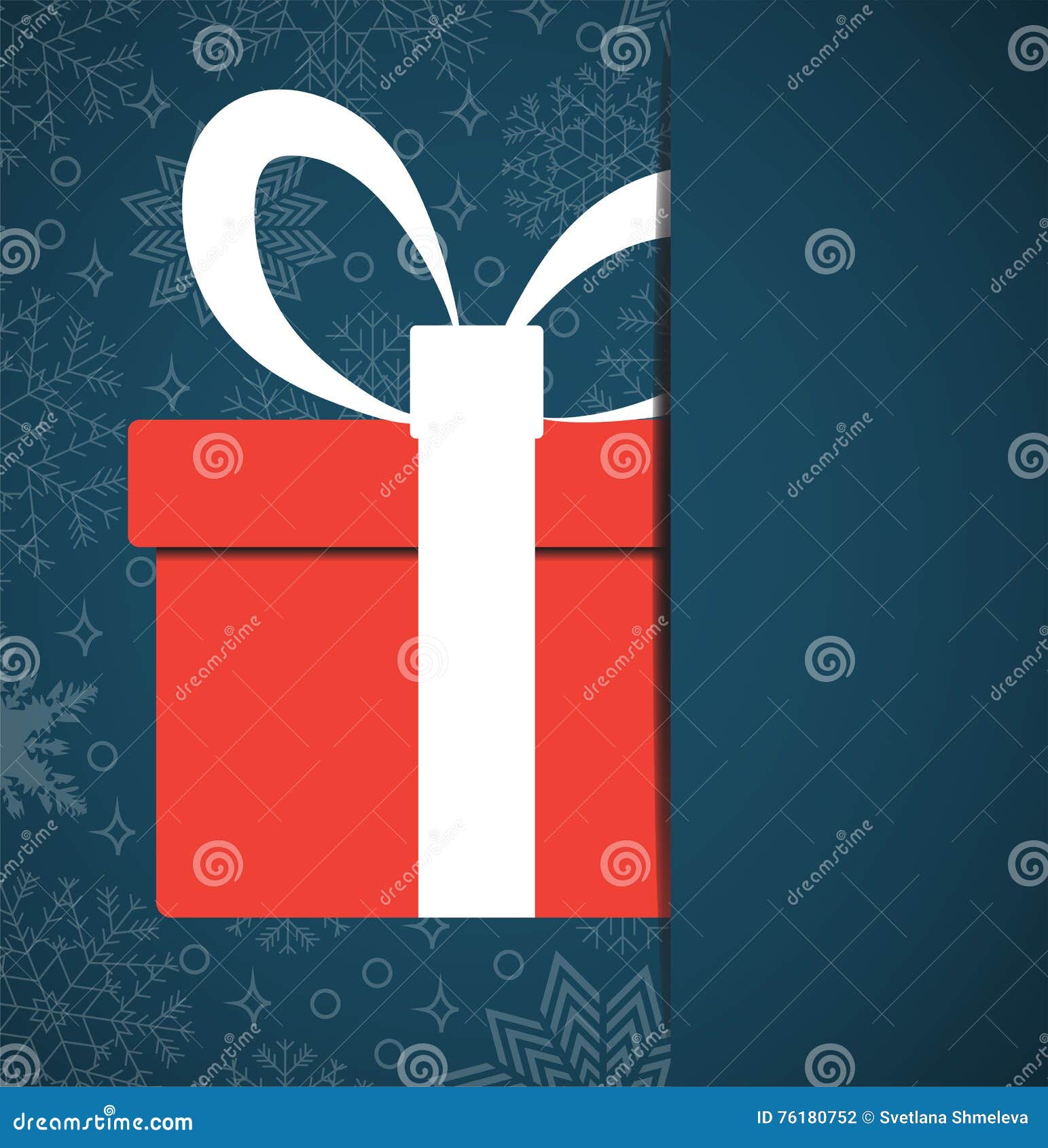 Vector Christmas Card and Red Gift Box Decoration Background. Stock