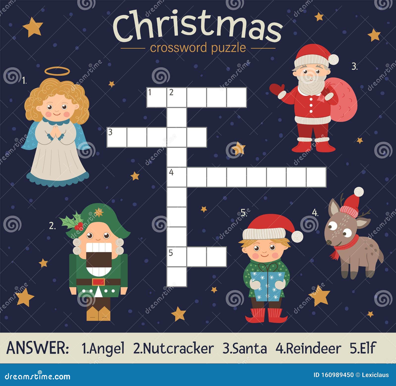 Vector Christmas Crossword Puzzle. Bright And Colorful