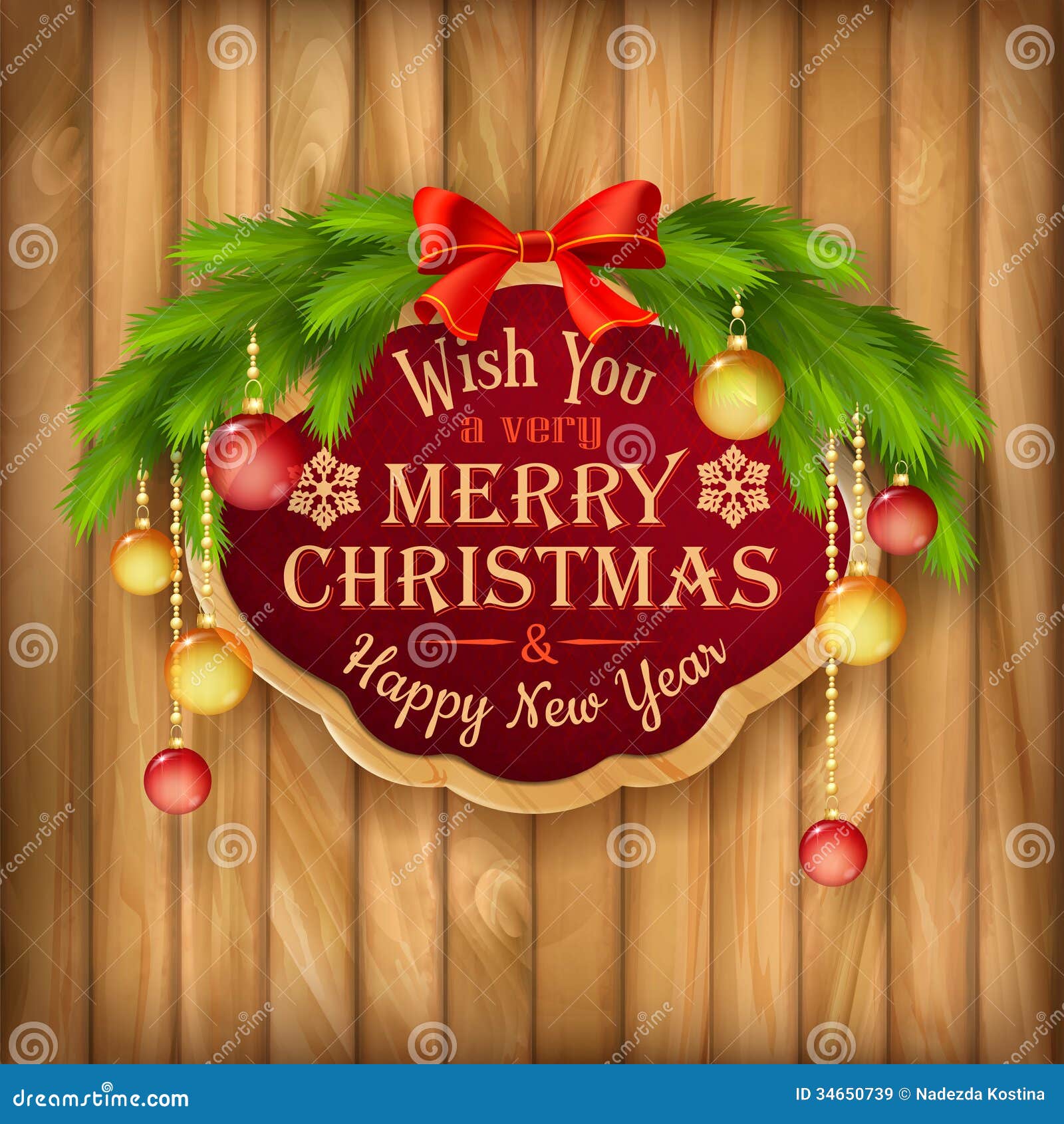 Vector Christmas Garland, Frame, Balls Background Royalty 