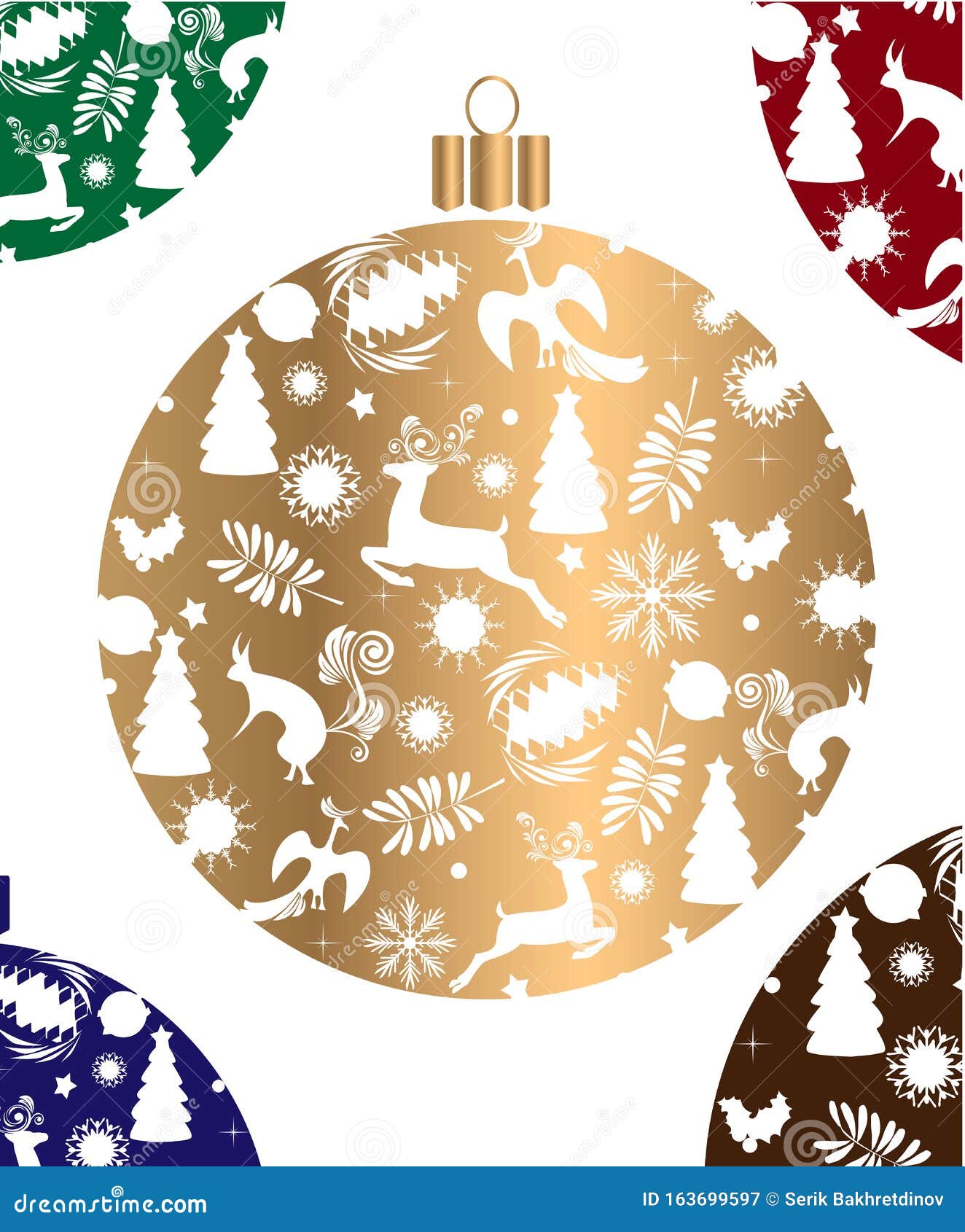 Download Vector Christmas Ornament Of Christmas Balls, Snowflakes ...