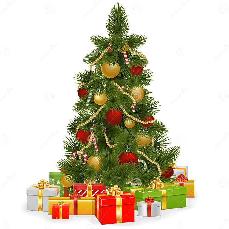 Vector Christmas Tree with Gifts Stock Vector - Illustration of icon ...