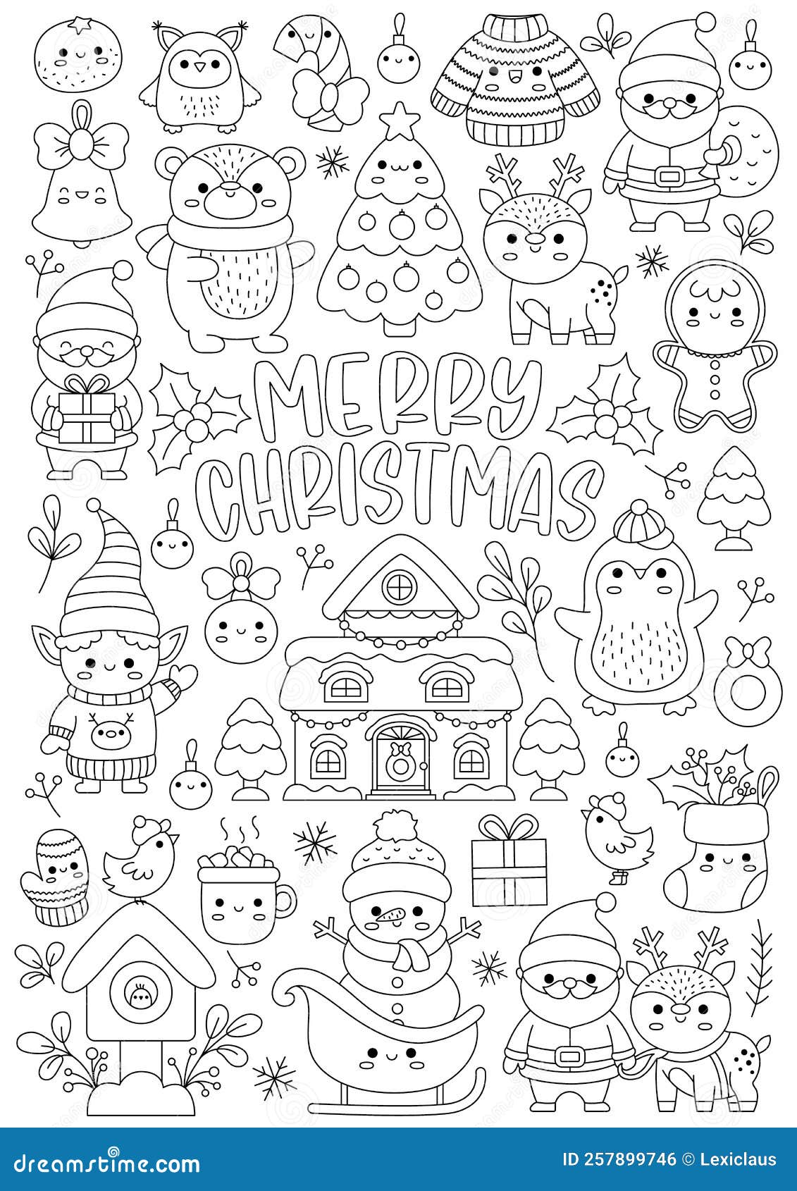 Kawaii Winter and Christmas Adult Coloring Book : A Winter