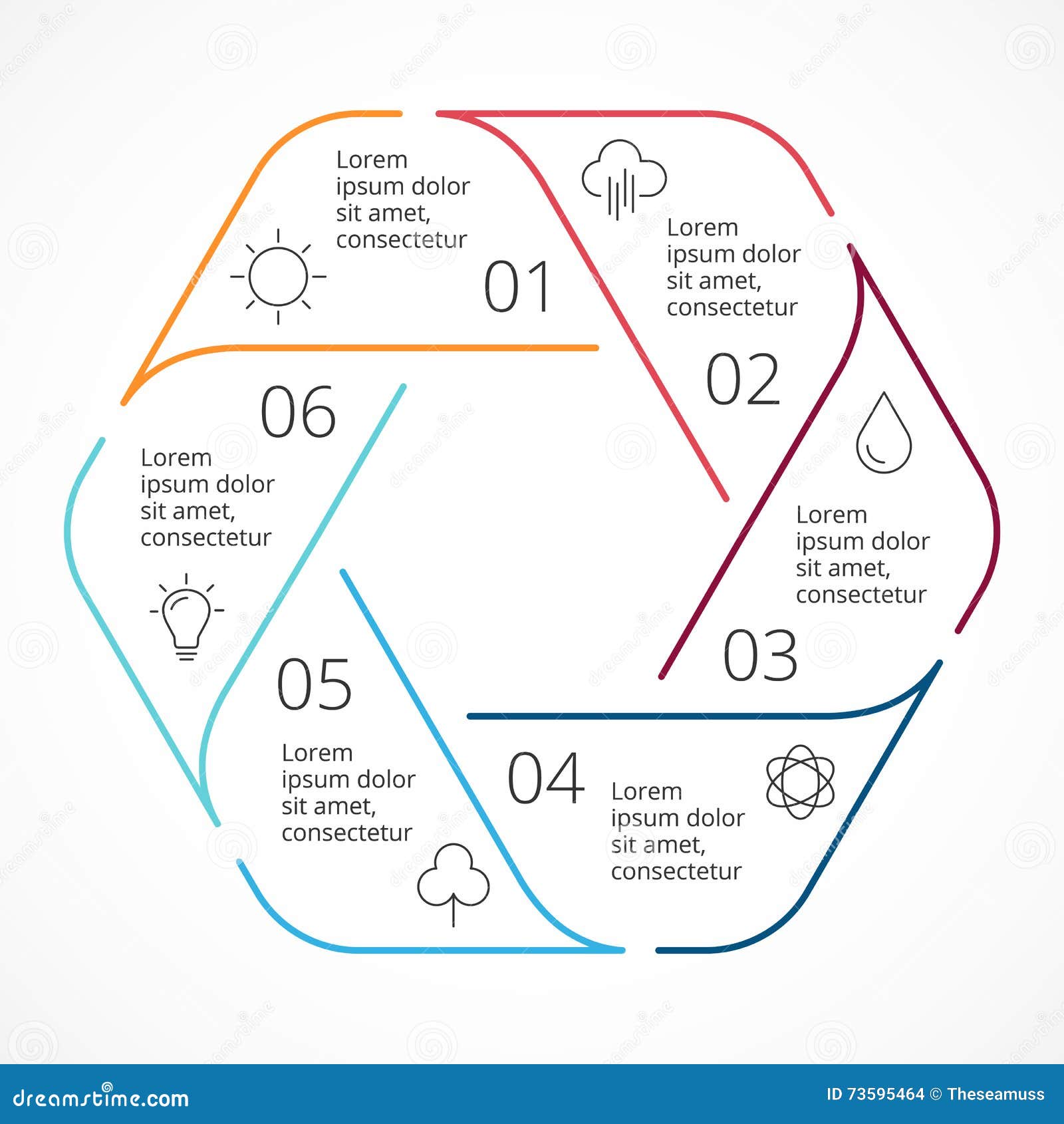 vector circle linear arrows infographic hexagon diagram graph business cycle diagram