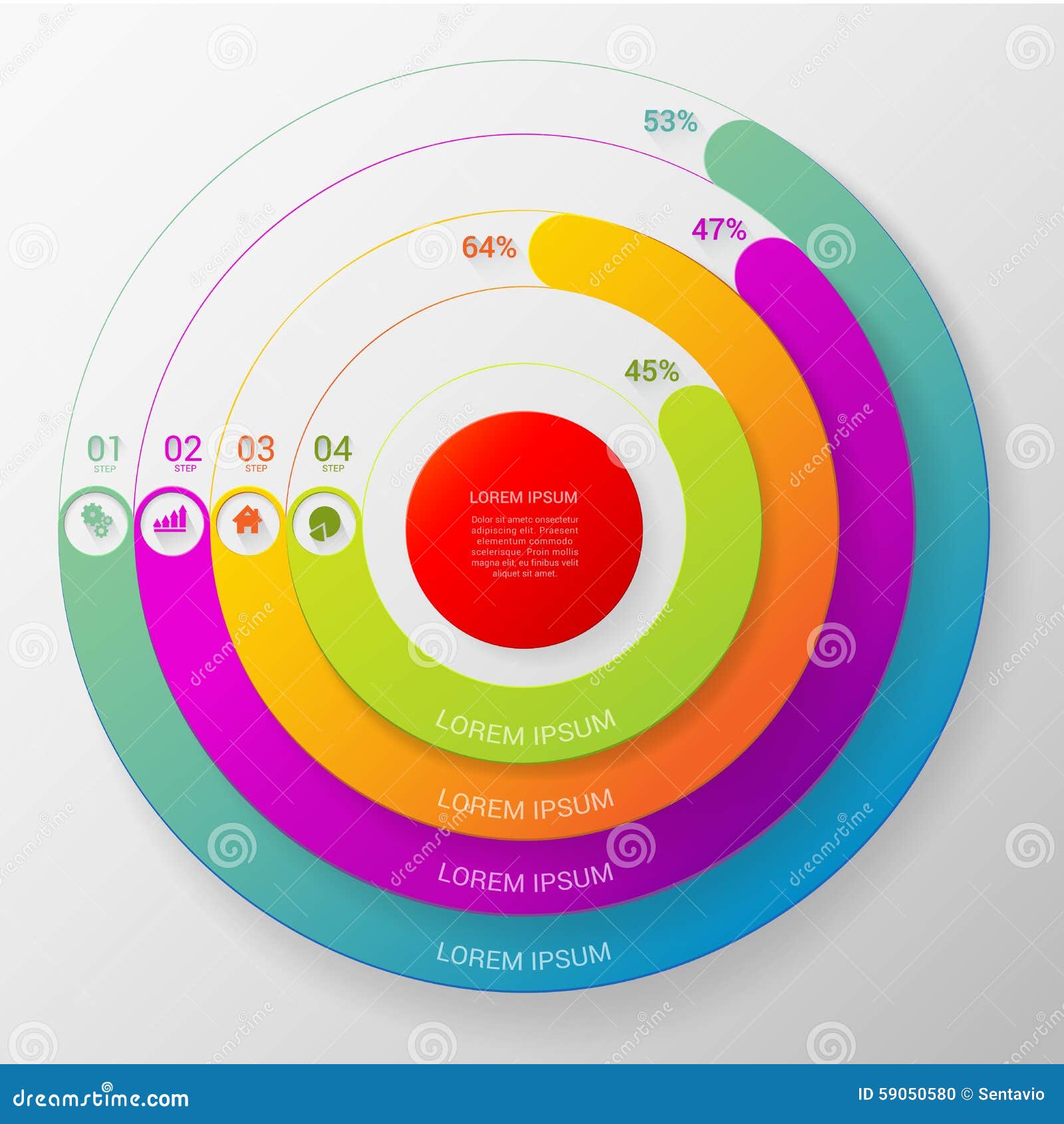  circular chart graph infographic template background