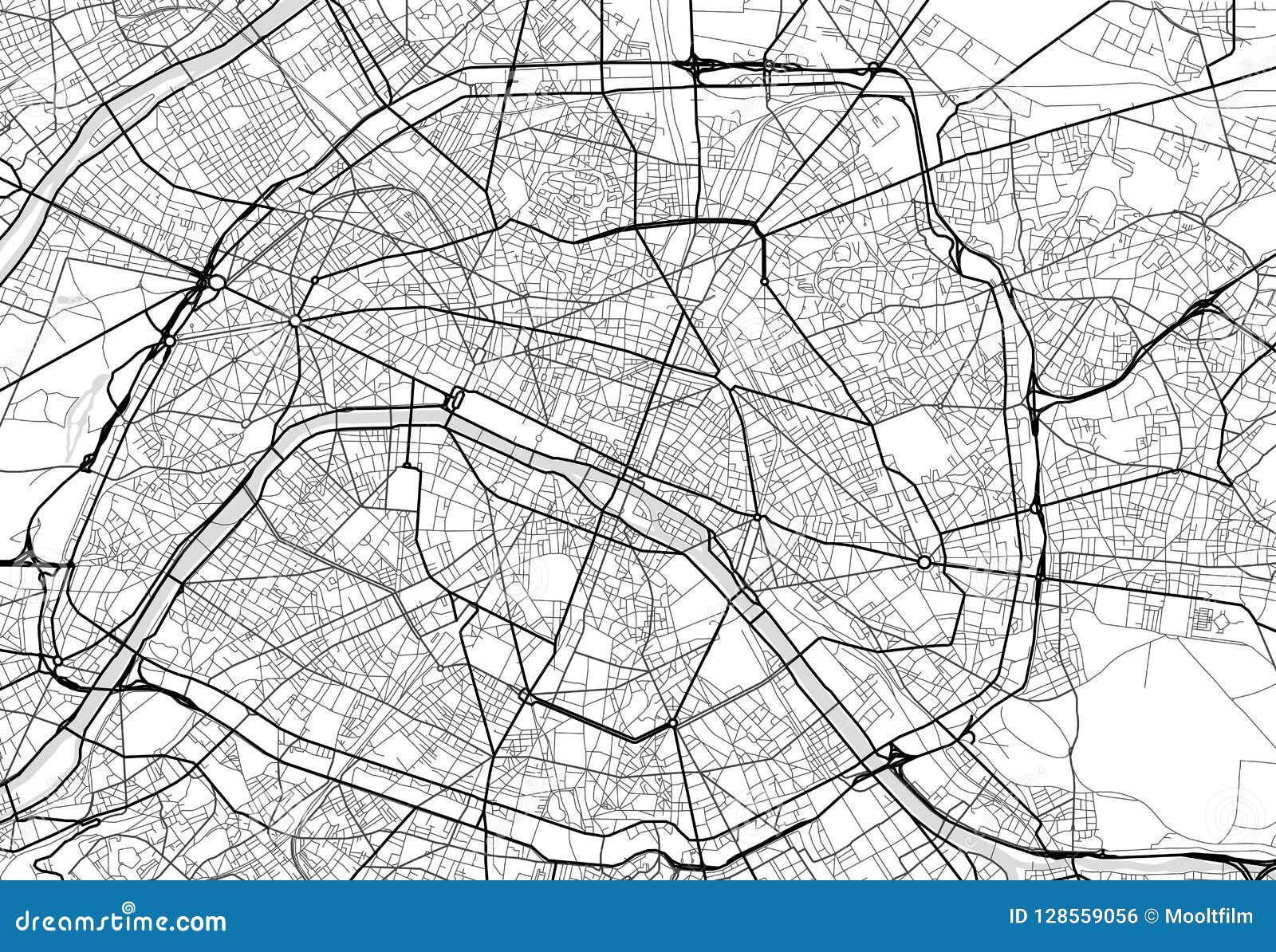 mapa paris blanco y negro Vector City Map Of Paris In Black And White Stock Vector Illustration Of Paris Cartography 128559056 mapa paris blanco y negro