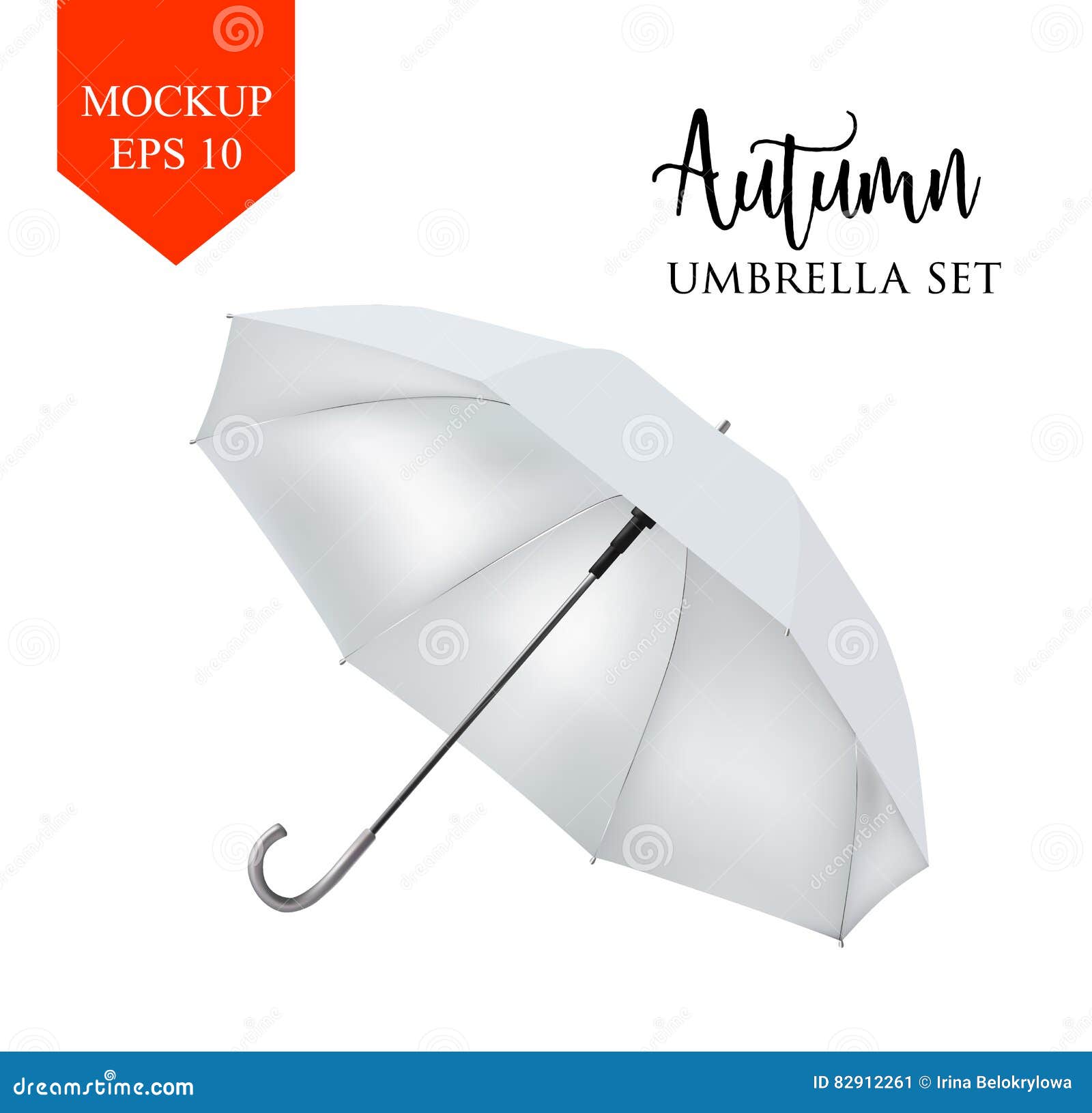 Download Vector Classic White Round Rain Umbrella Side View ...