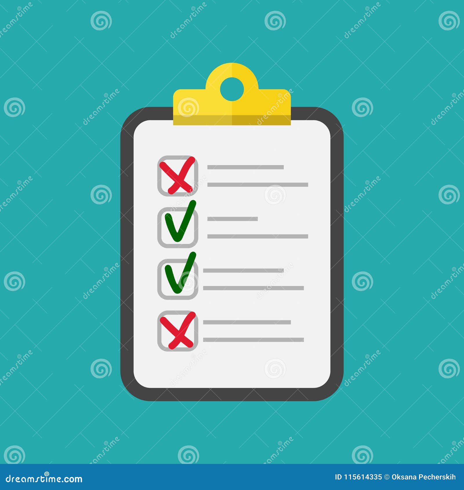 Vector Clipboard and Checklist with Checkmarks and Crosses. Business Tablet  with a Completed Application Form Stock Vector - Illustration of graphic,  check: 115614335