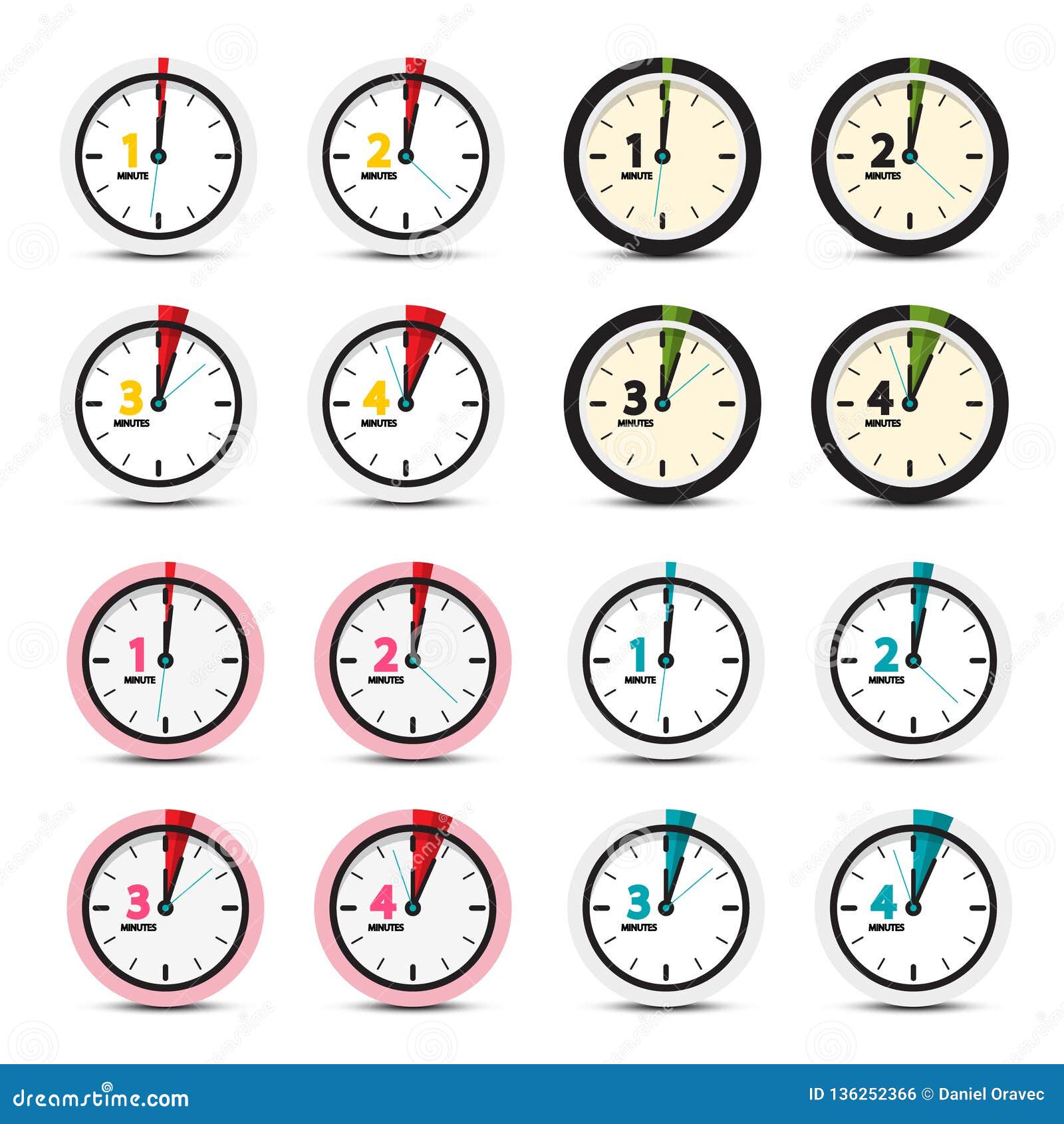 Vector Clock Icons Set stock vector. Illustration of object 136252366