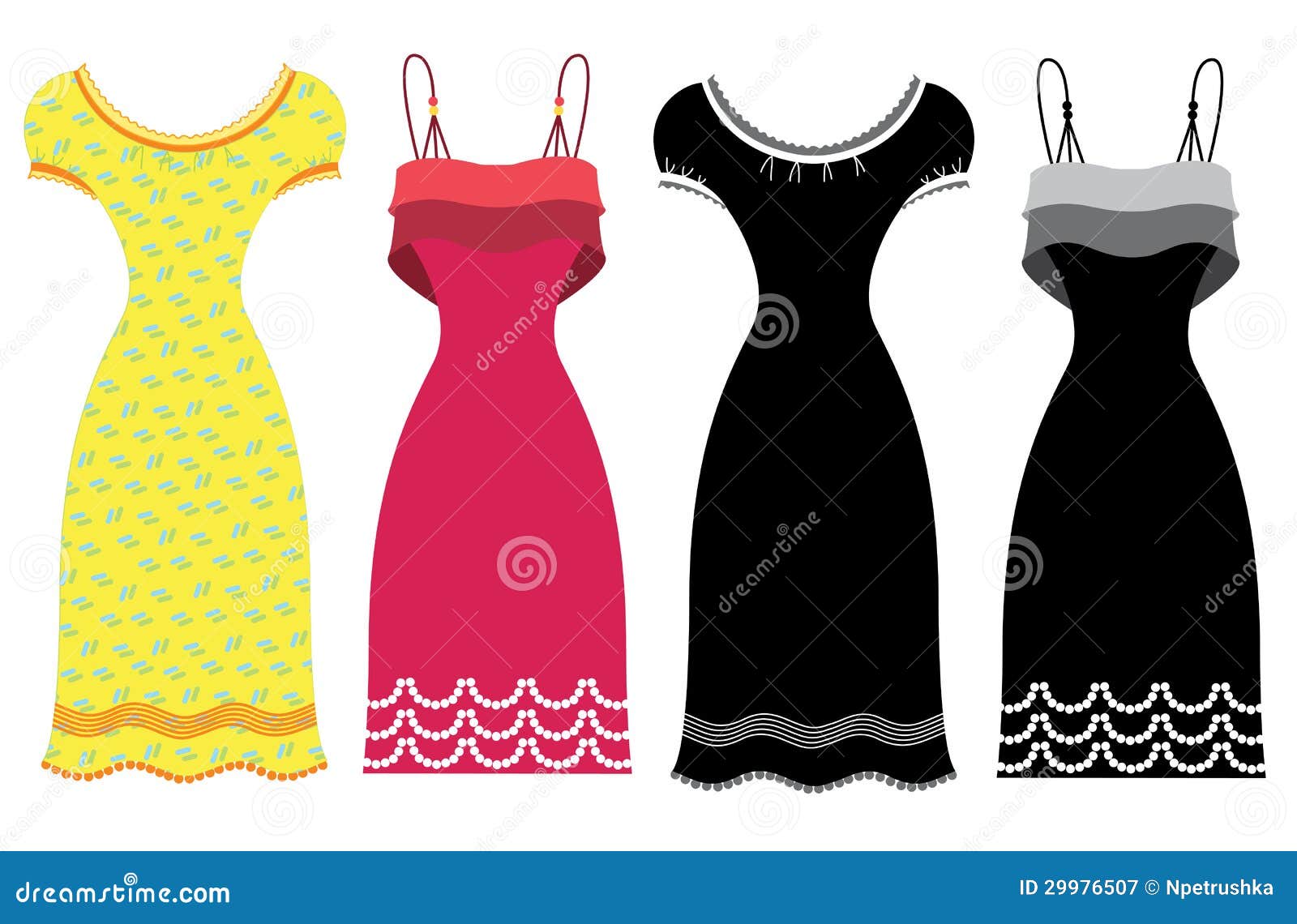 Woman Summer Dresses.Vector Clothes Isolated on Wh Stock Vector ...