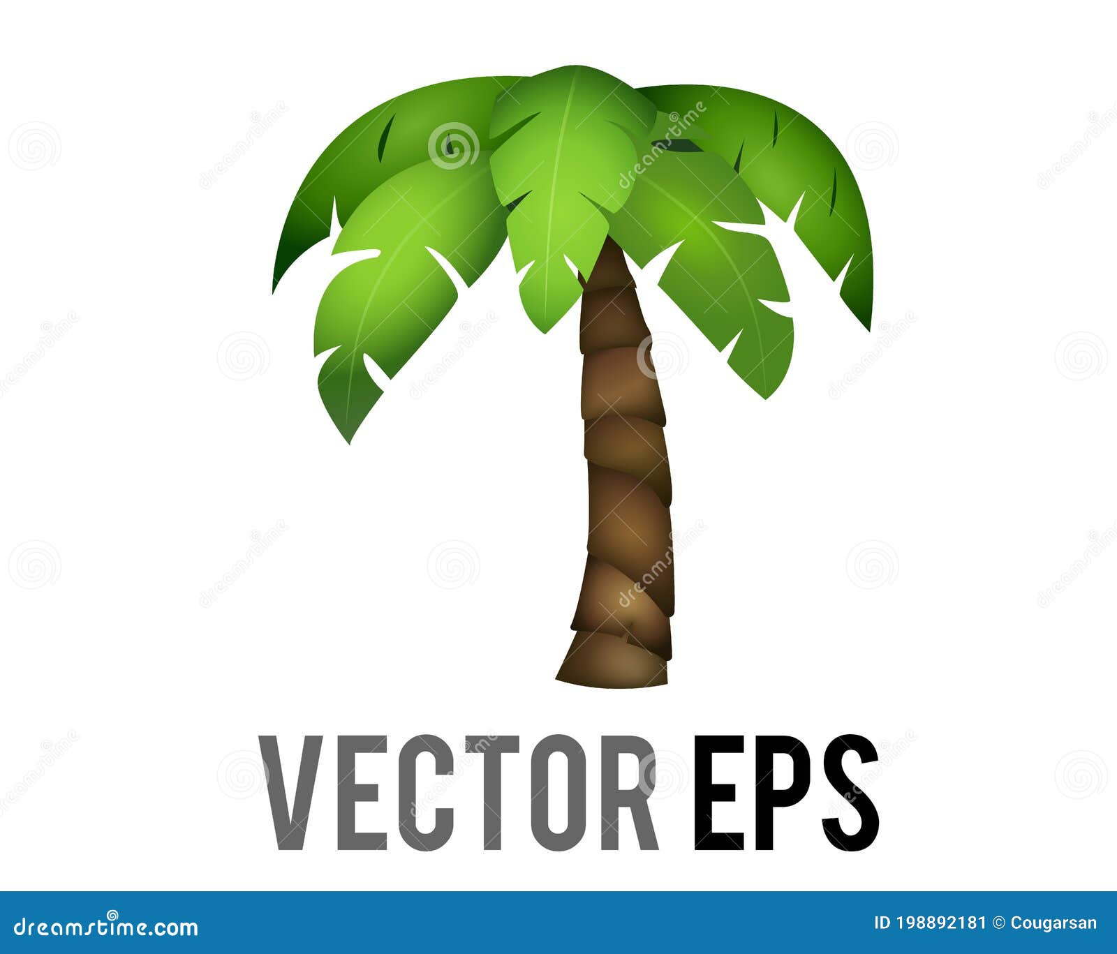 Vector Coconut Palm Tree Icon with Long, Green Leaves and Tall Brown ...