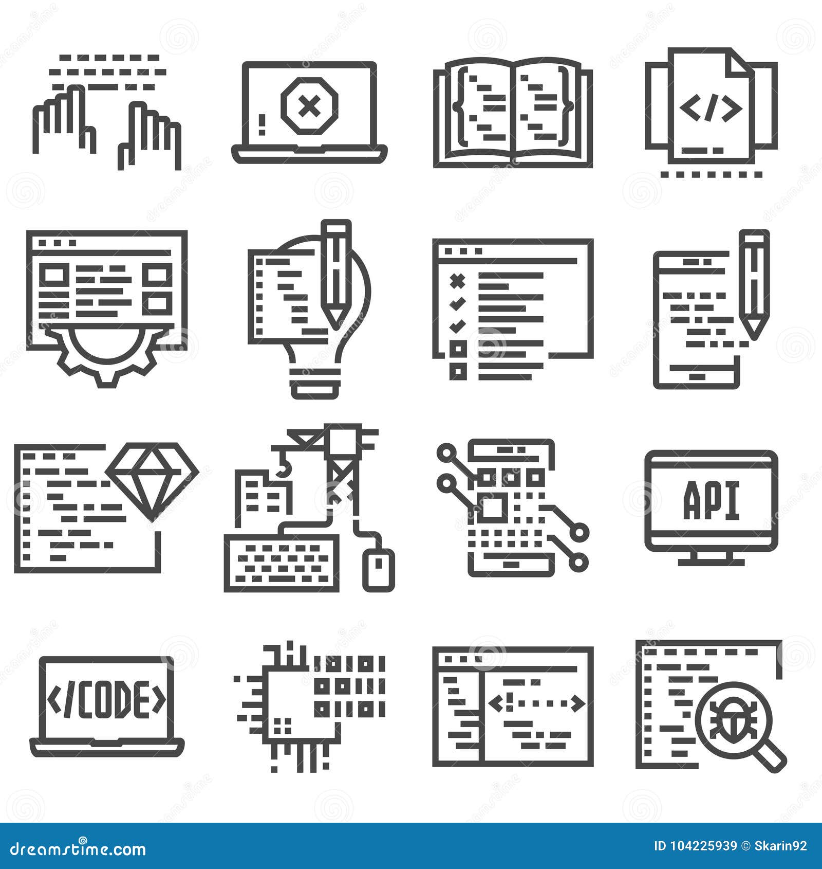 Vector Code, Programming Icon Set. Stock Illustration - Illustration of ...