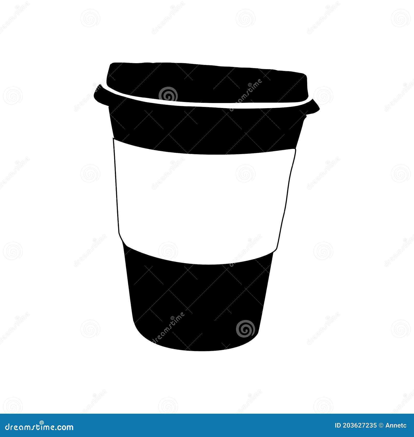 Vector Coffee Cup. Silhouette Disposable or Reusable Coffee Mug To Go