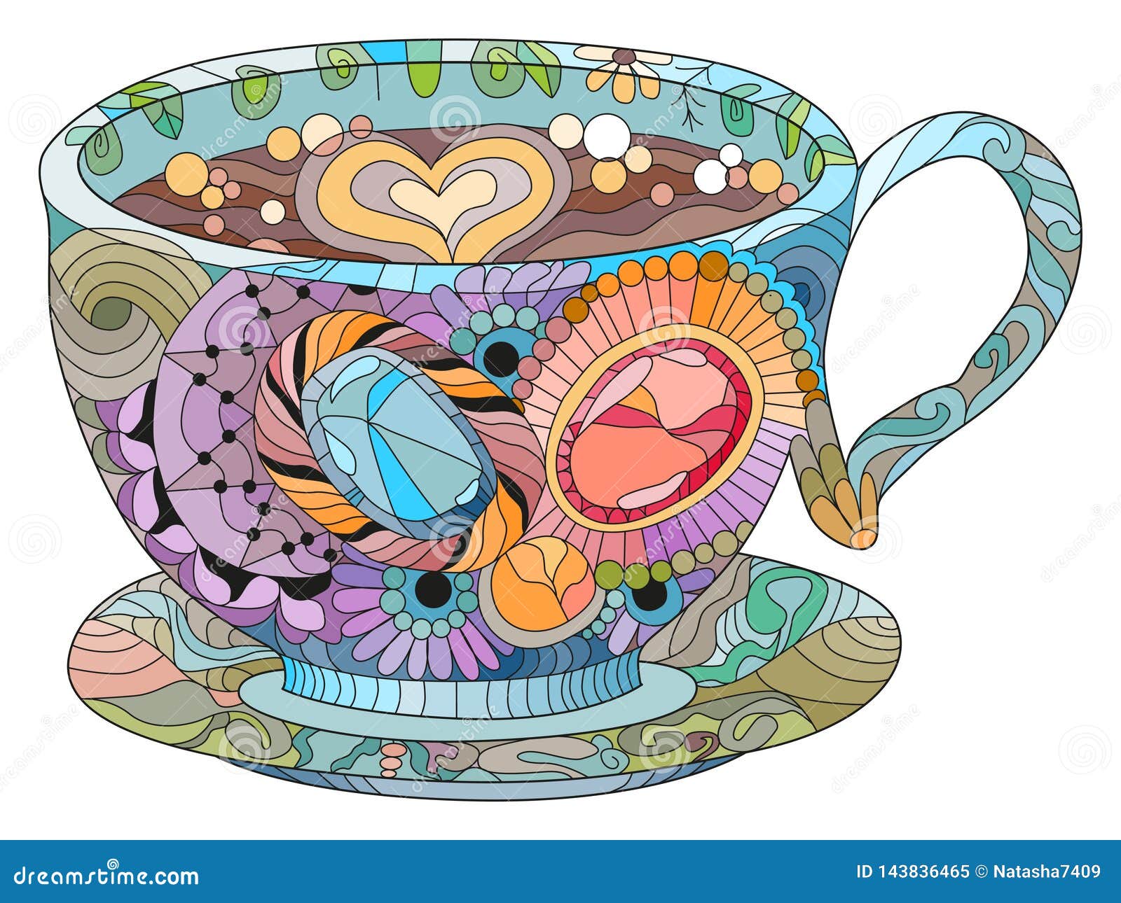 Download Vector Coffee Or Tea Cup With Abstract Ornaments Stock Vector - Illustration of good, herbal ...