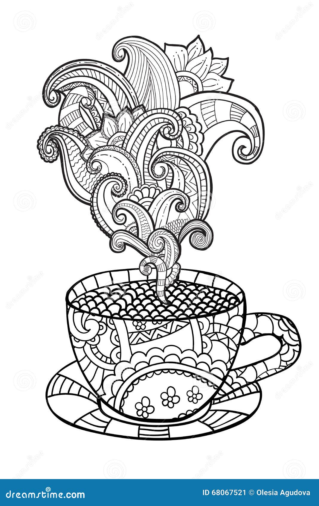 Vector coffee or tea cup with abstract ornaments