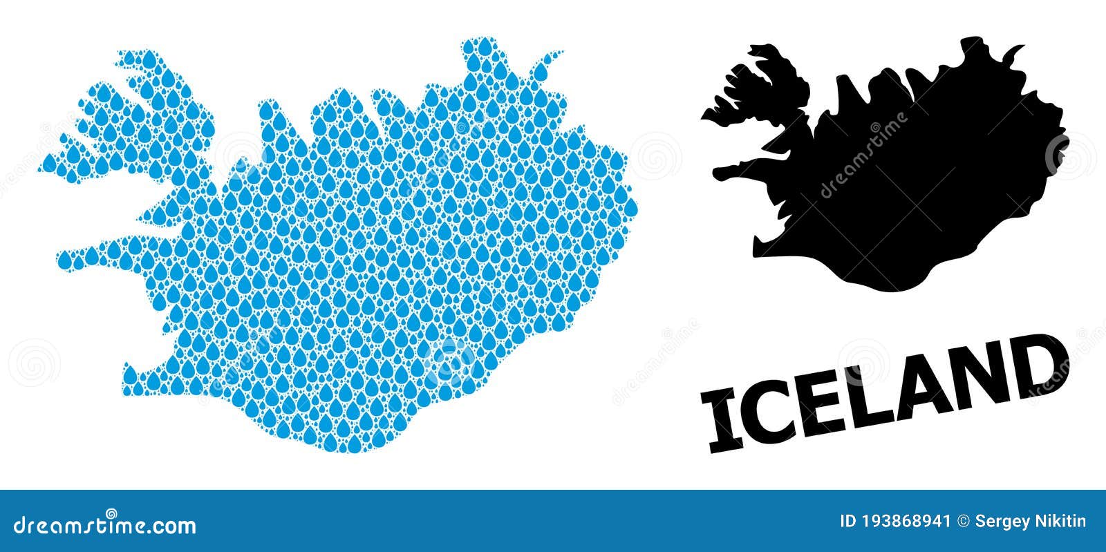  collage map of iceland of water dews and solid map