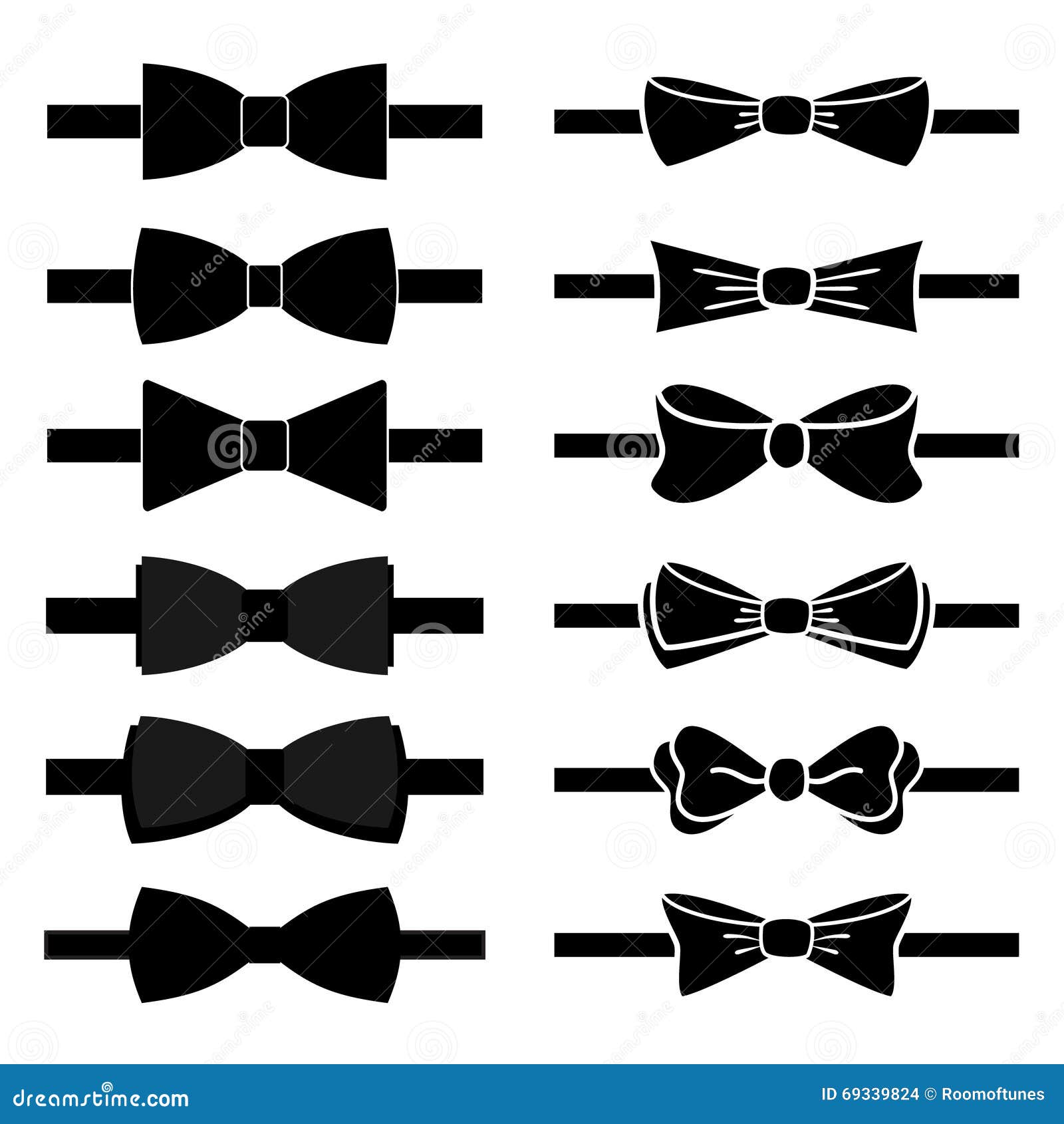 Vector Collection of Black Bow Ties Stock Vector - Illustration of ...