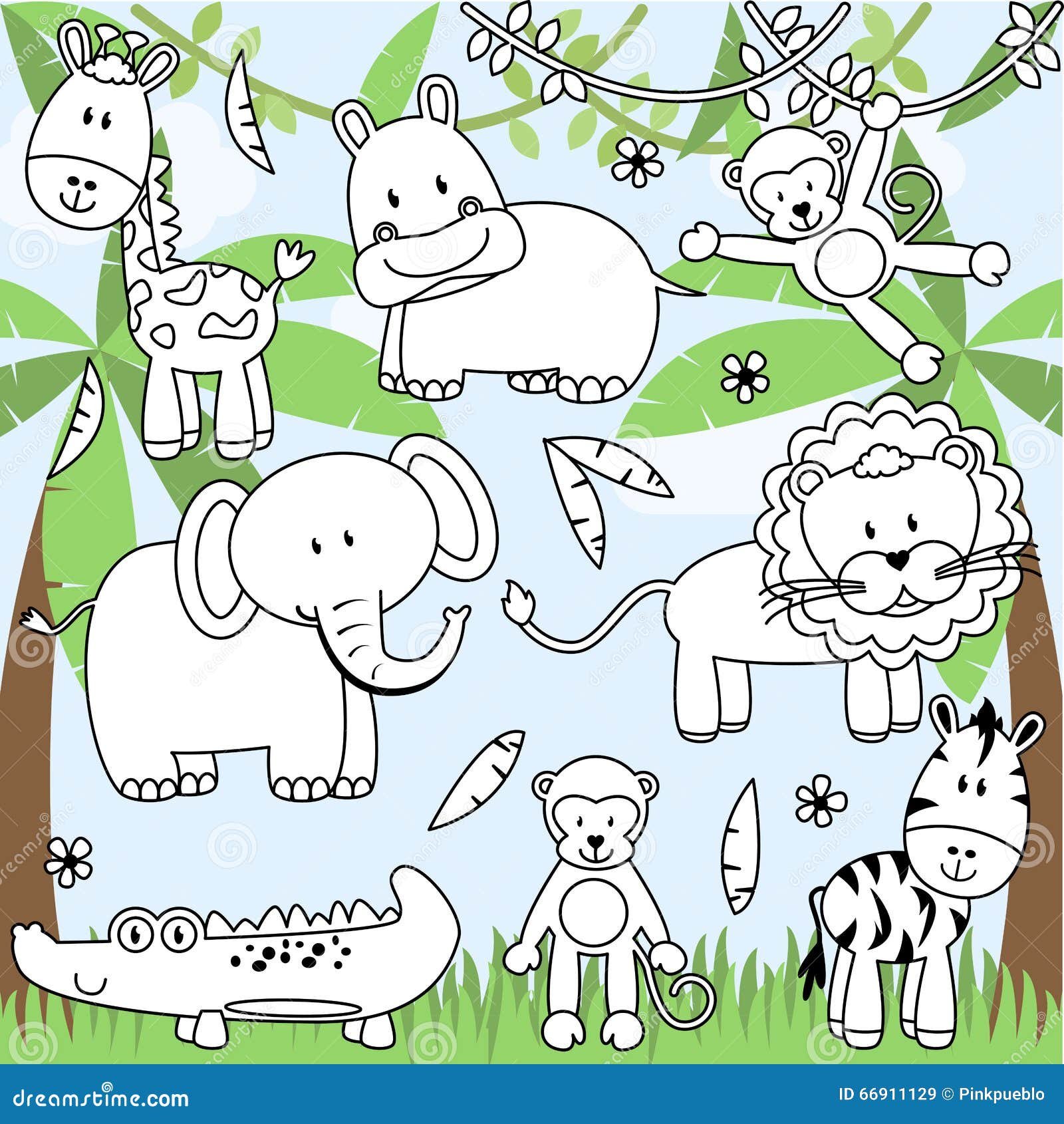 Vector Collection of Cartoon Zoo Animals Stock Vector - Illustration of  children, elephant: 66911129