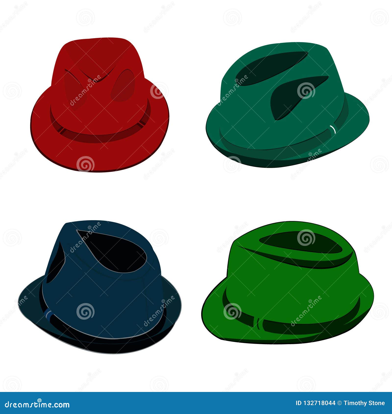 Vector Collection of Colorful Hats for Men Stock Vector Illustration