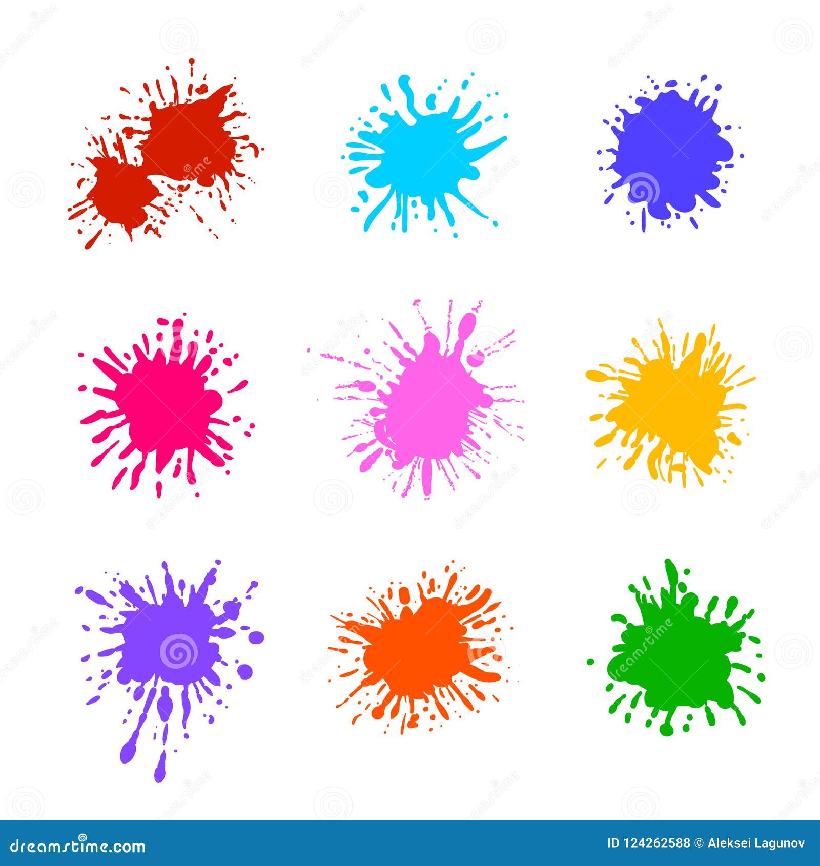 Vector Collection of Colorful Paint Splatters Isolated, Blank Brush Vector Collection of Colorful Paint Splatters Isolated, Blank Brush