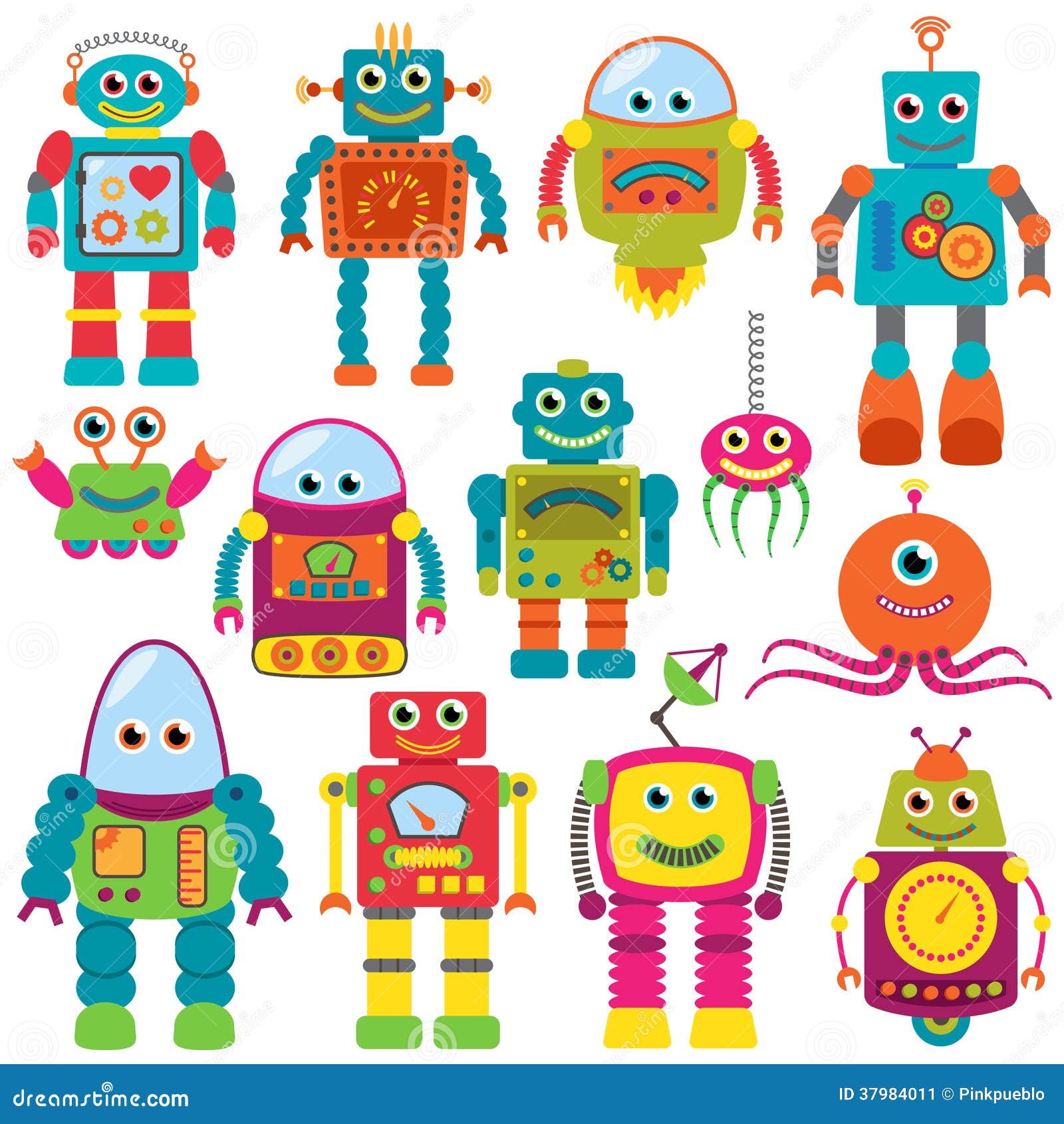  collection of colorful retro robots
