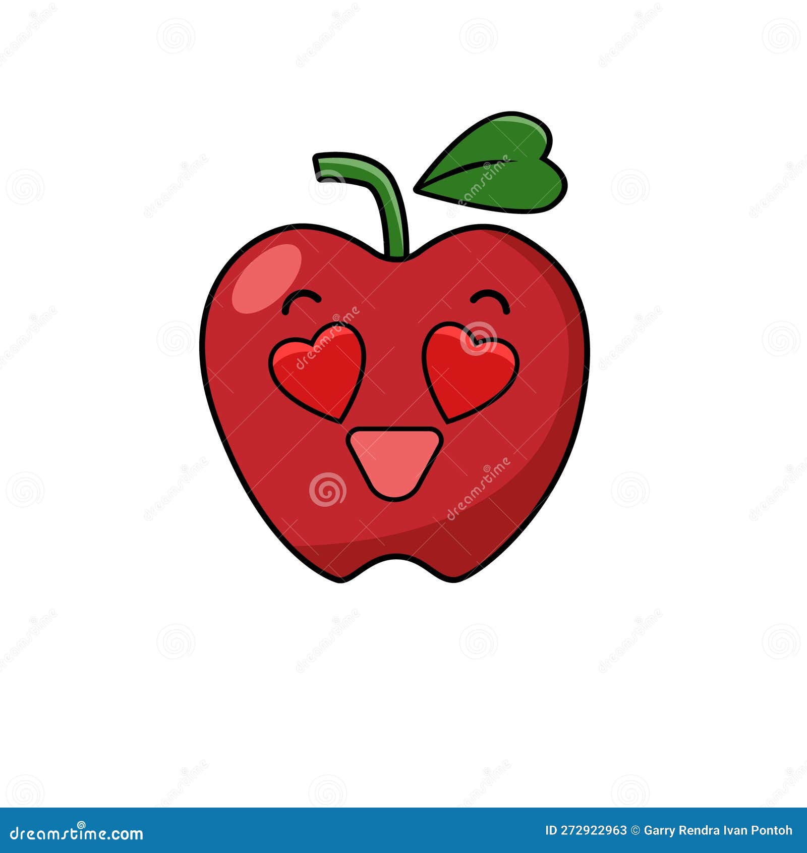 Set Of Apple Emojis. Kawaii Style Icons, Fruit Characters. Vector