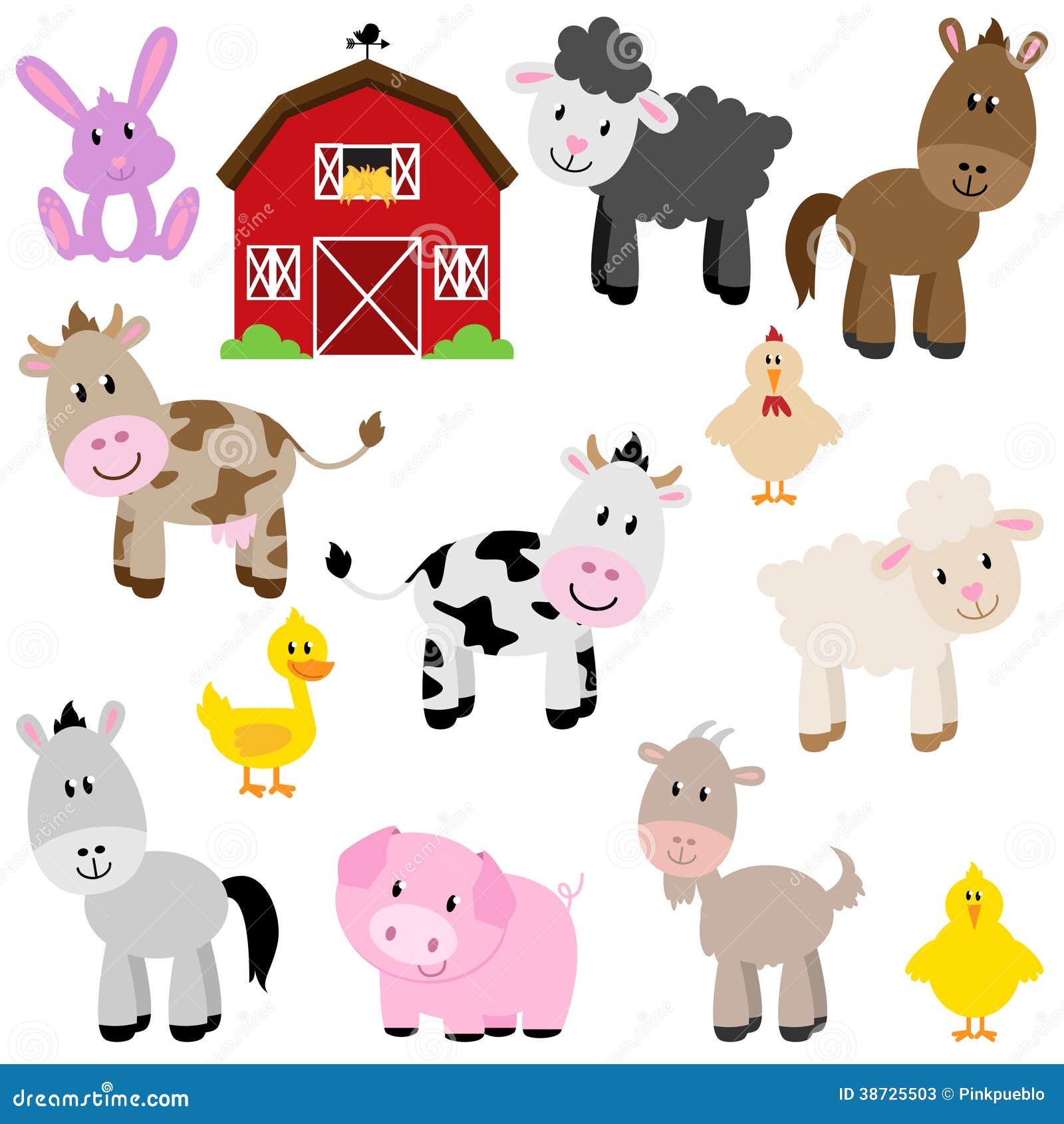  collection of cute cartoon farm animals