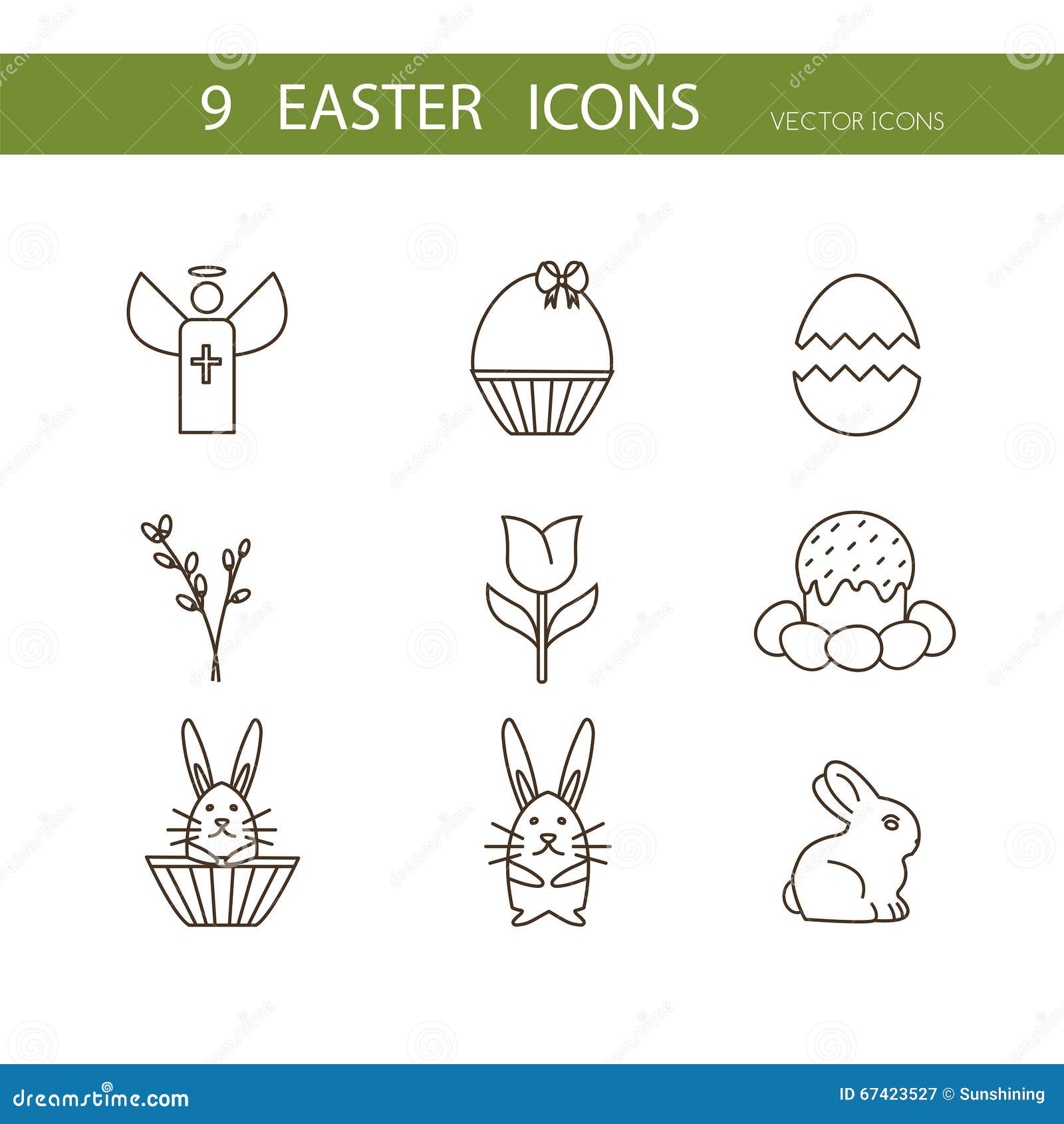 Vector Collection of Cute Easter Icons for Your Card or Invitation