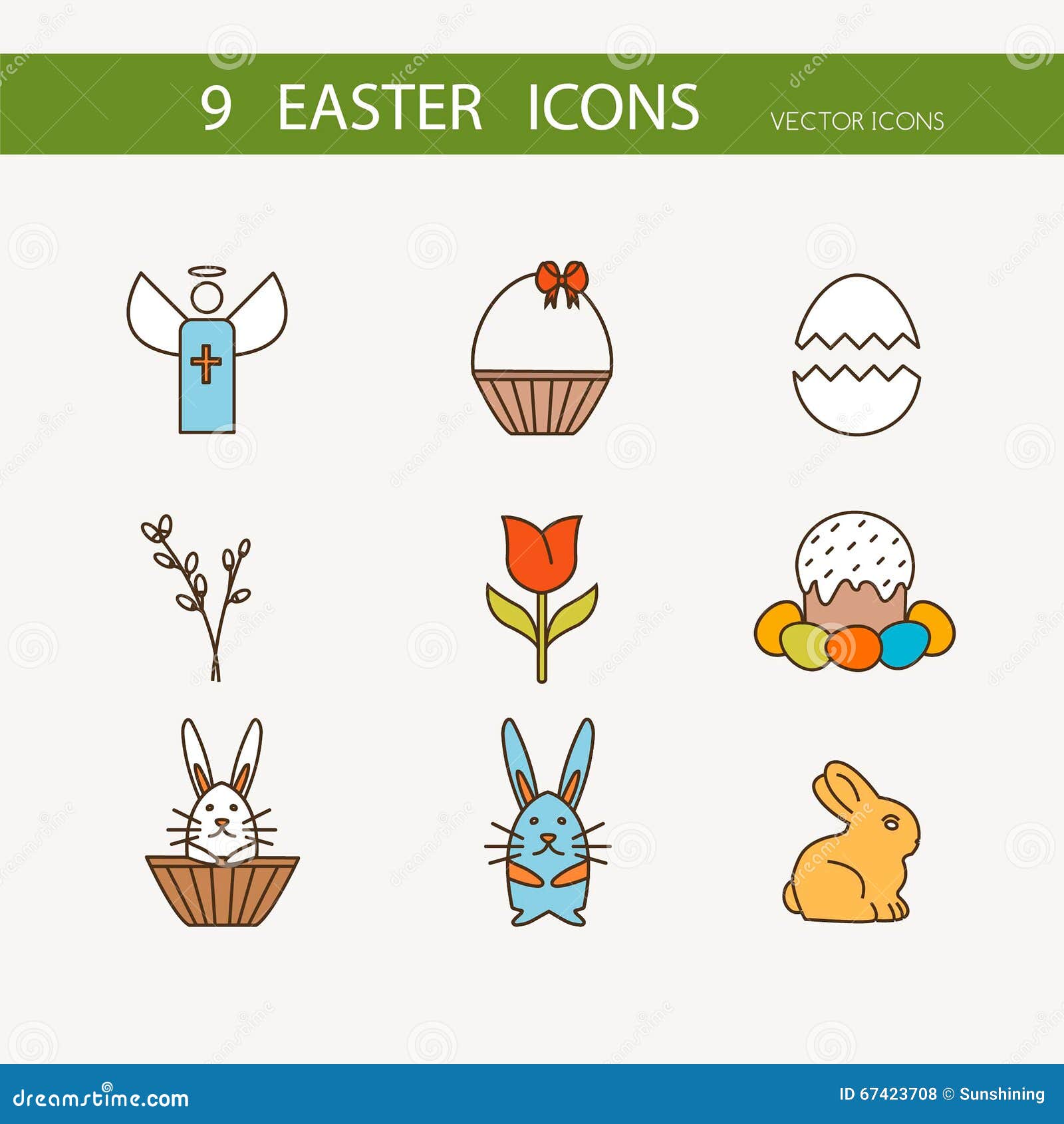 Vector Collection of Cute Easter Icons for Your Card or Invitation