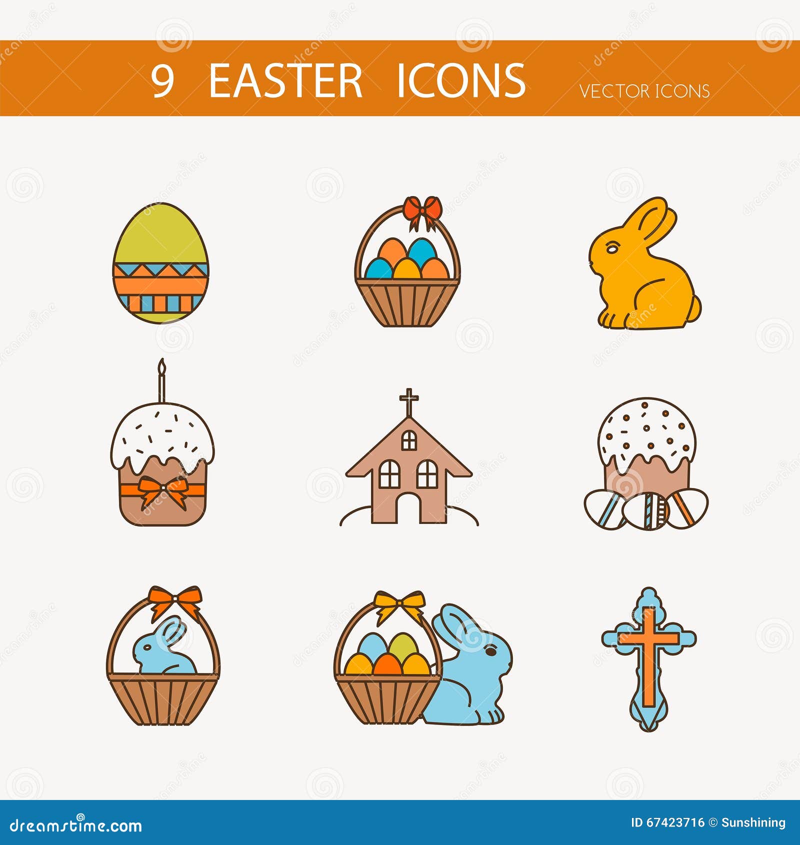Vector Collection of Cute Easter Icons for Your Card or Invitation