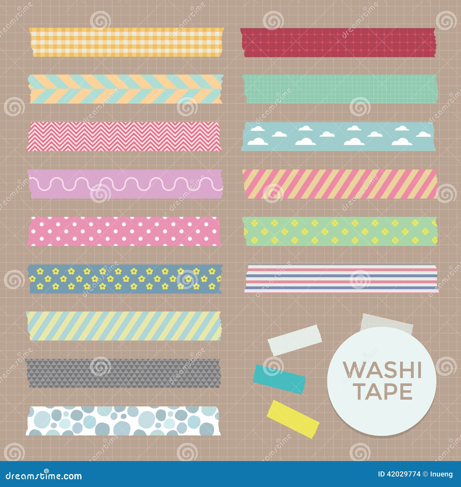 Mini washi tape strips colorful vector collection. Illustration of