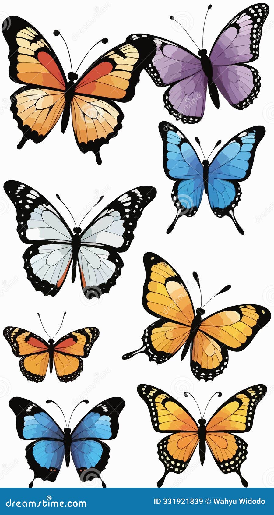 a collection of butterfly cartoon drawing artwork  ai generated