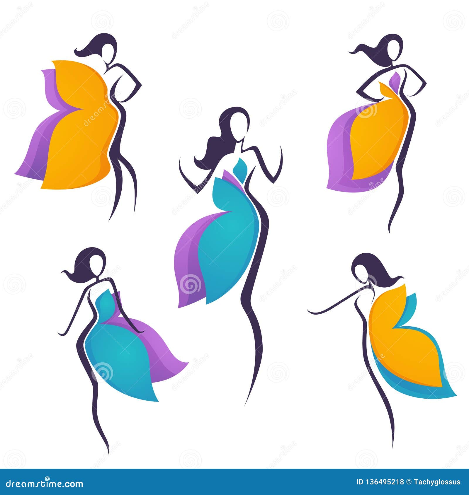 Download Vector Collection Of Girls Look Like A Bright Flowers Or ...