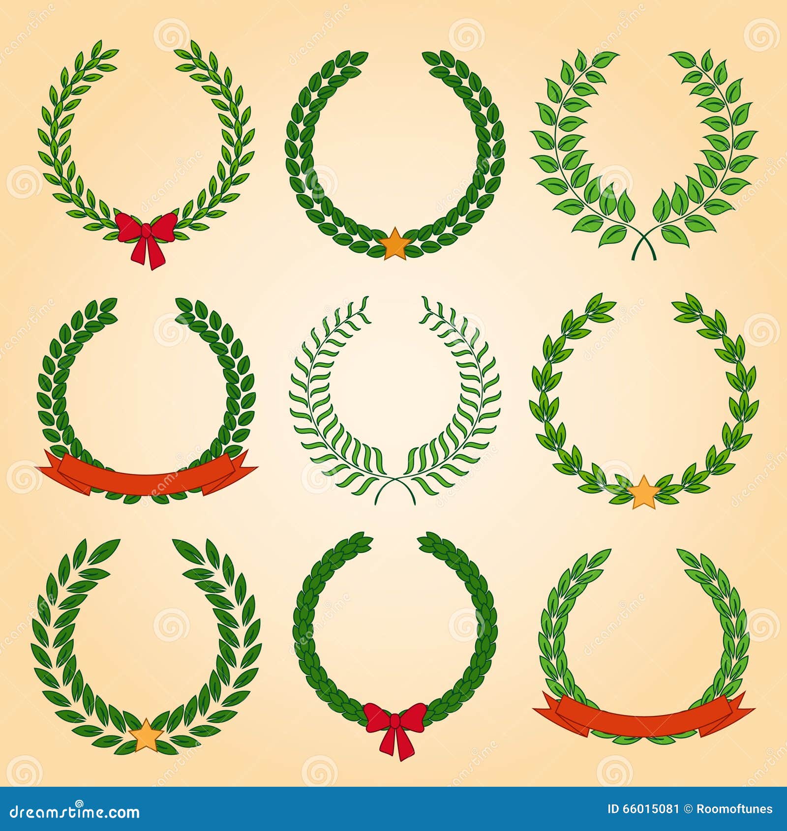 Collection Of Laurel Wreaths Vector Silhouettes
