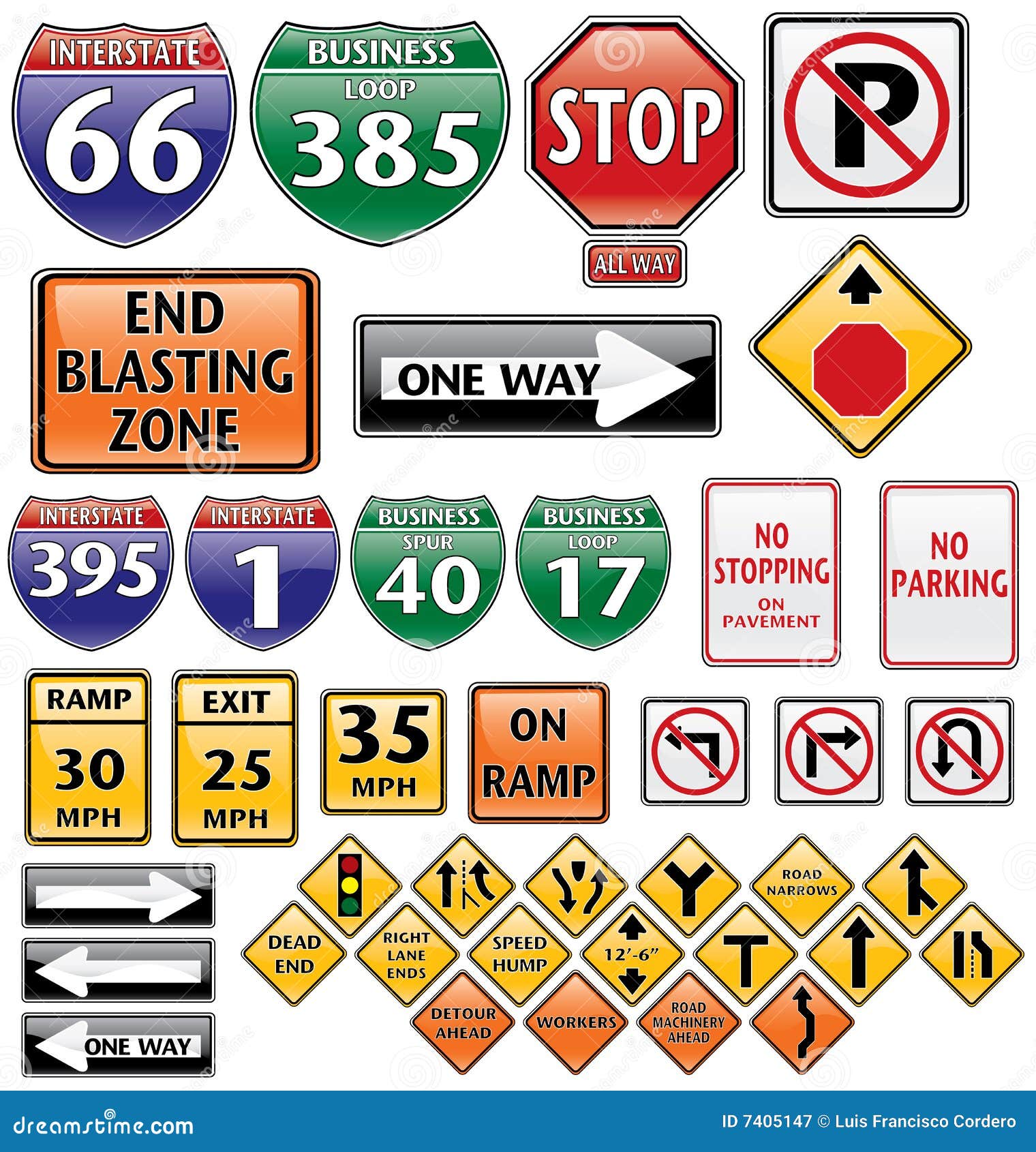 Vector Collection of Road Signs Stock Vector Illustration of round