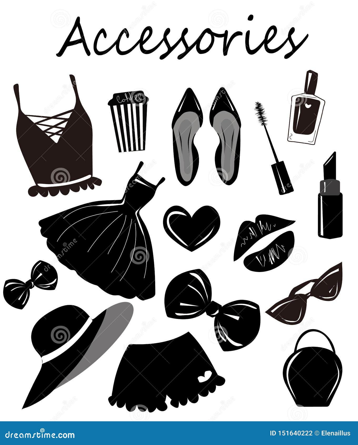 Vector Collection, Set, with Fashion Girls Accesories,items Sketch ...