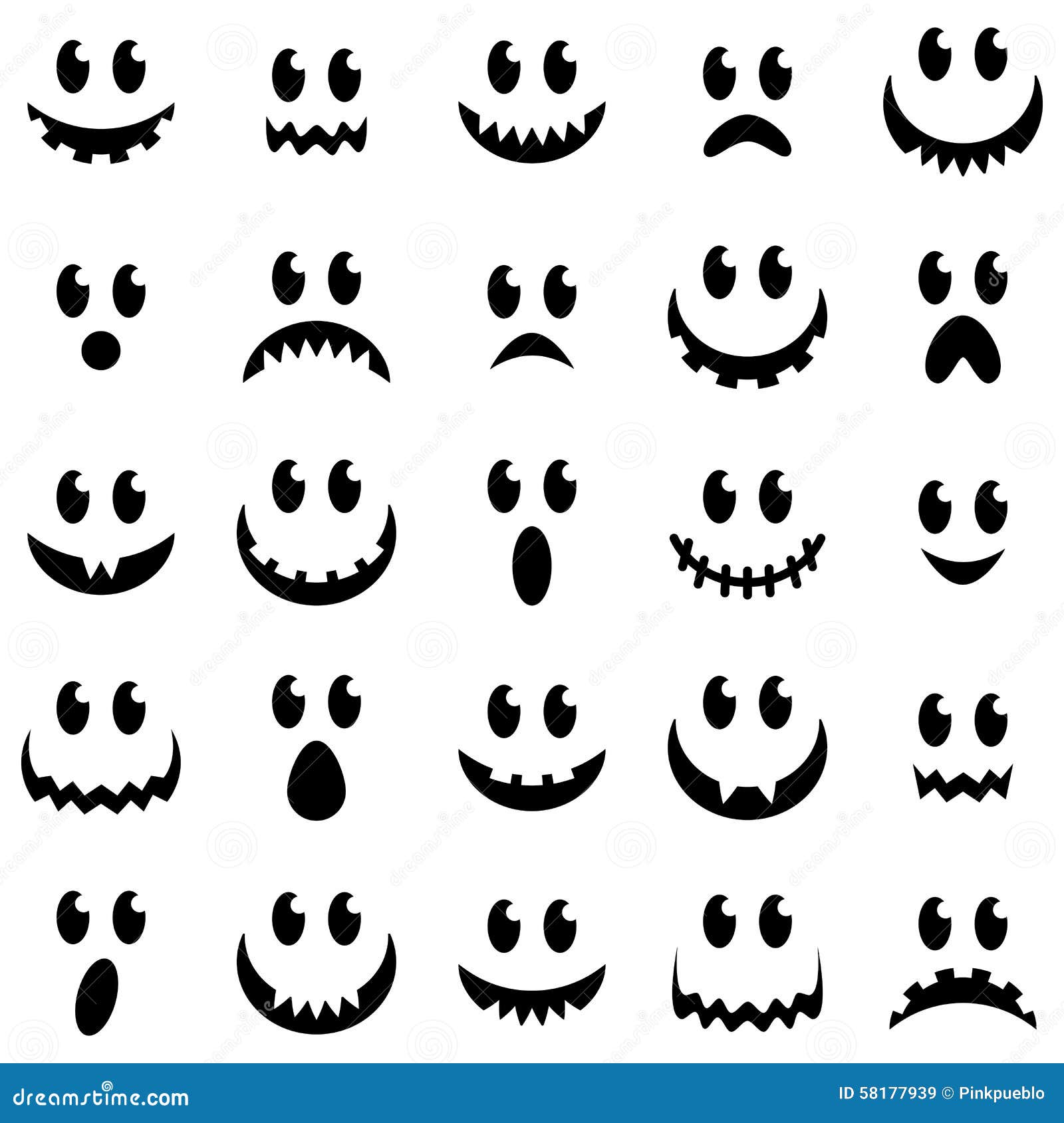  collection of spooky halloween ghost and pumpkin faces