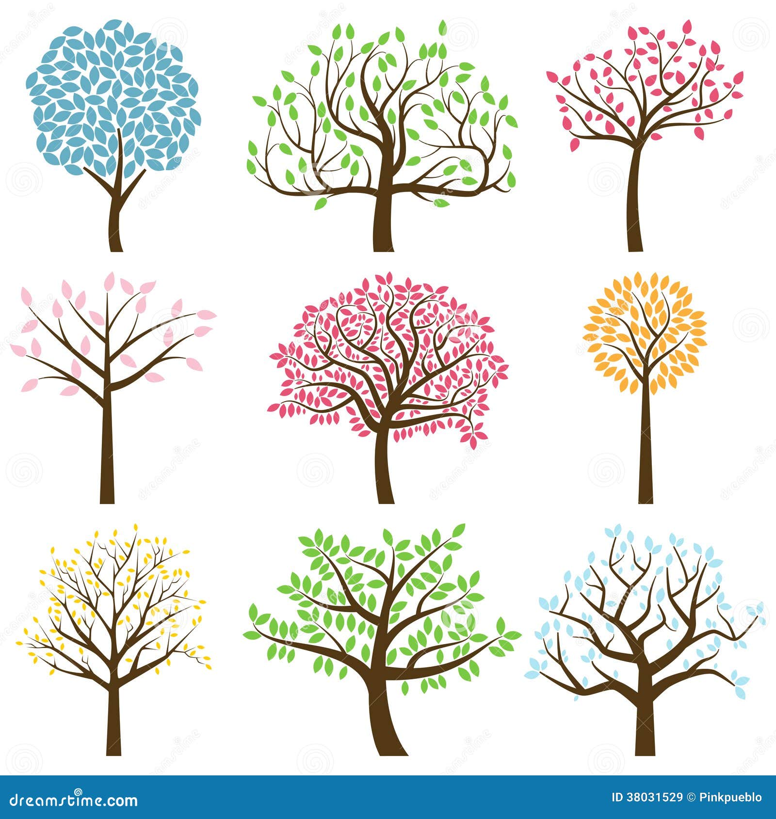 Vector Collection Of Tree Silhouettes Stock Vector Illustration Of Leaves Autumn