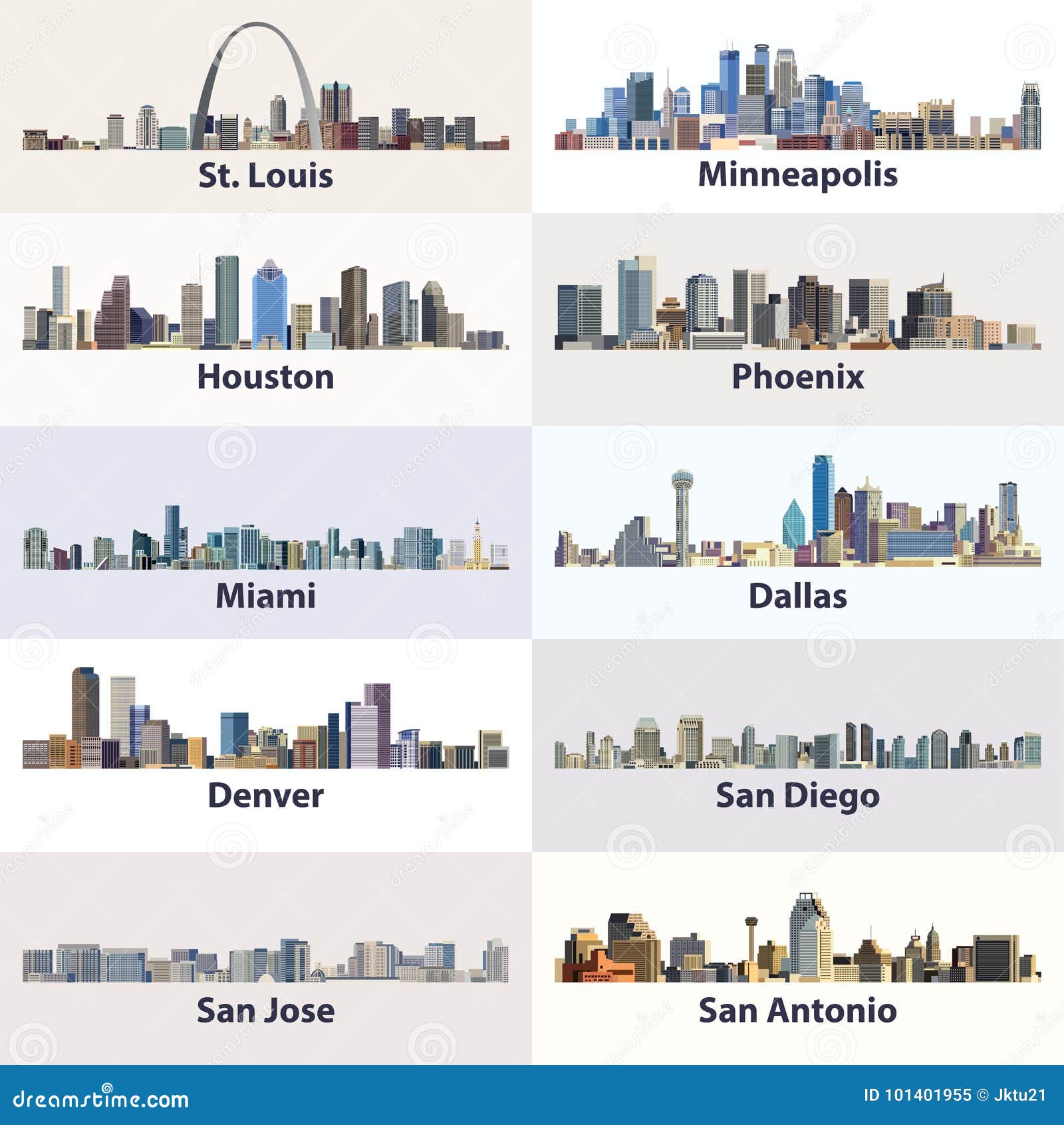  collection of united states city skylines