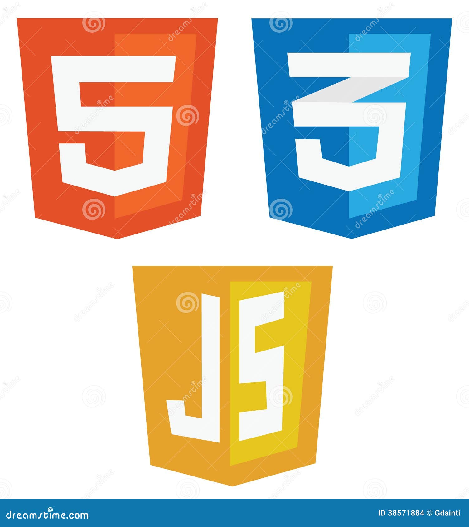 Vector Collection of Web Development Shield Signs: Html5, Css3 a Stock ...