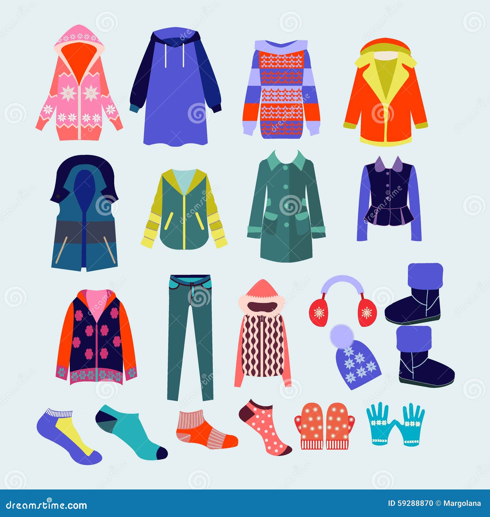 Vector Collection of Winter Clothes and Accessories - Illustra Stock ...