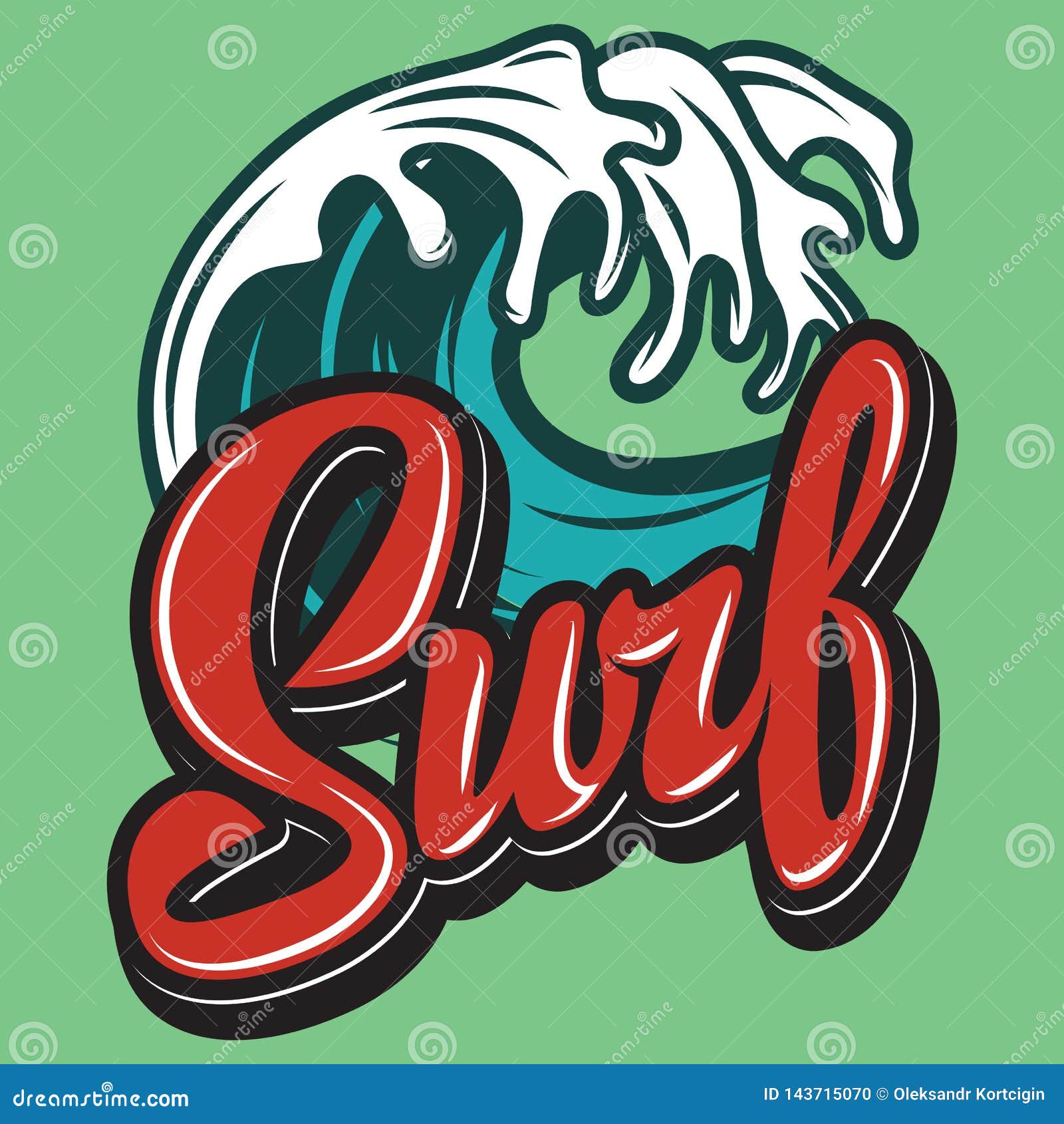 Vector Color Calligraphic Inscription Surfing with Wave Stock Vector ...