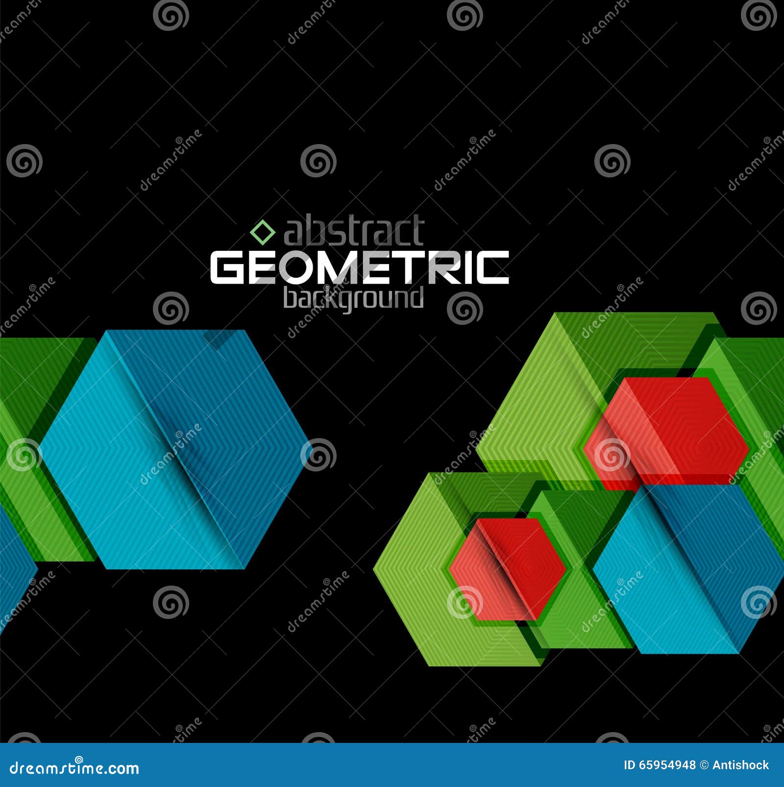 Vector Color Geometric Shapes on Black Background Stock Illustration