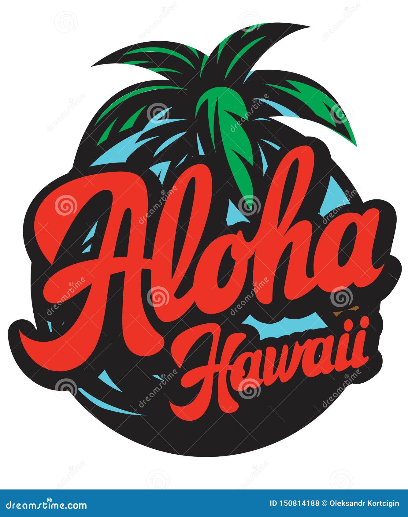 Vector Color Illustration on Aloha with a Palm Stock Vector ...