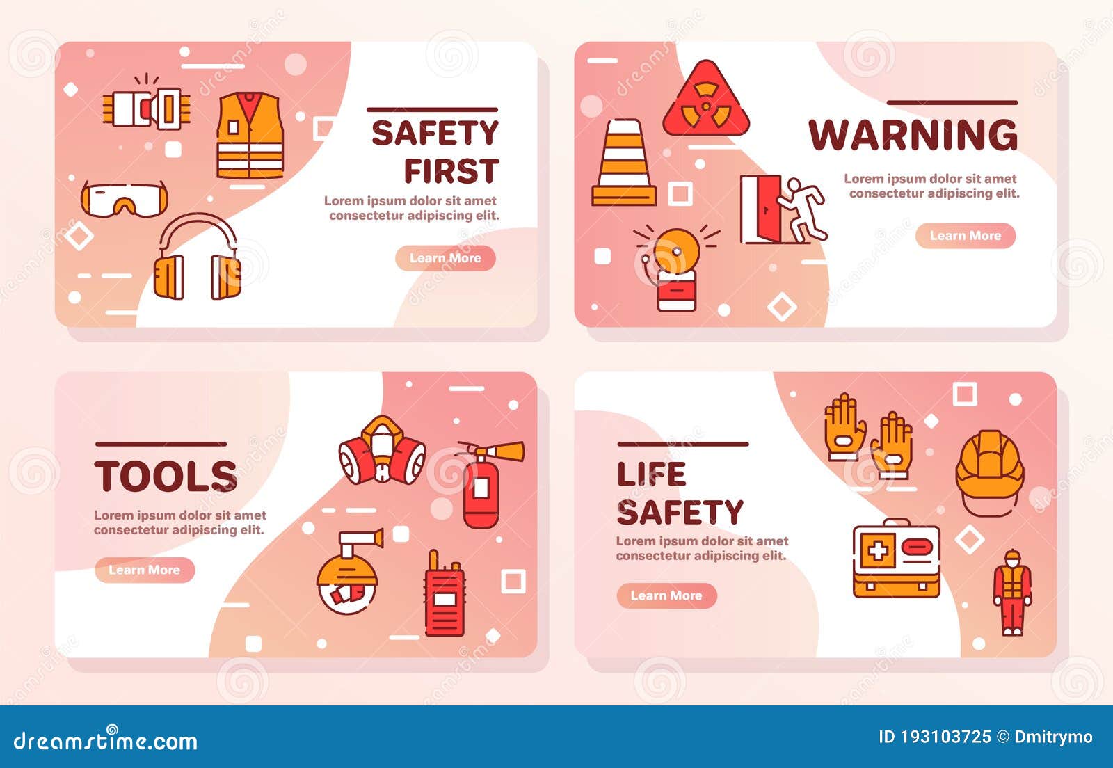  color line icon set of safety tools