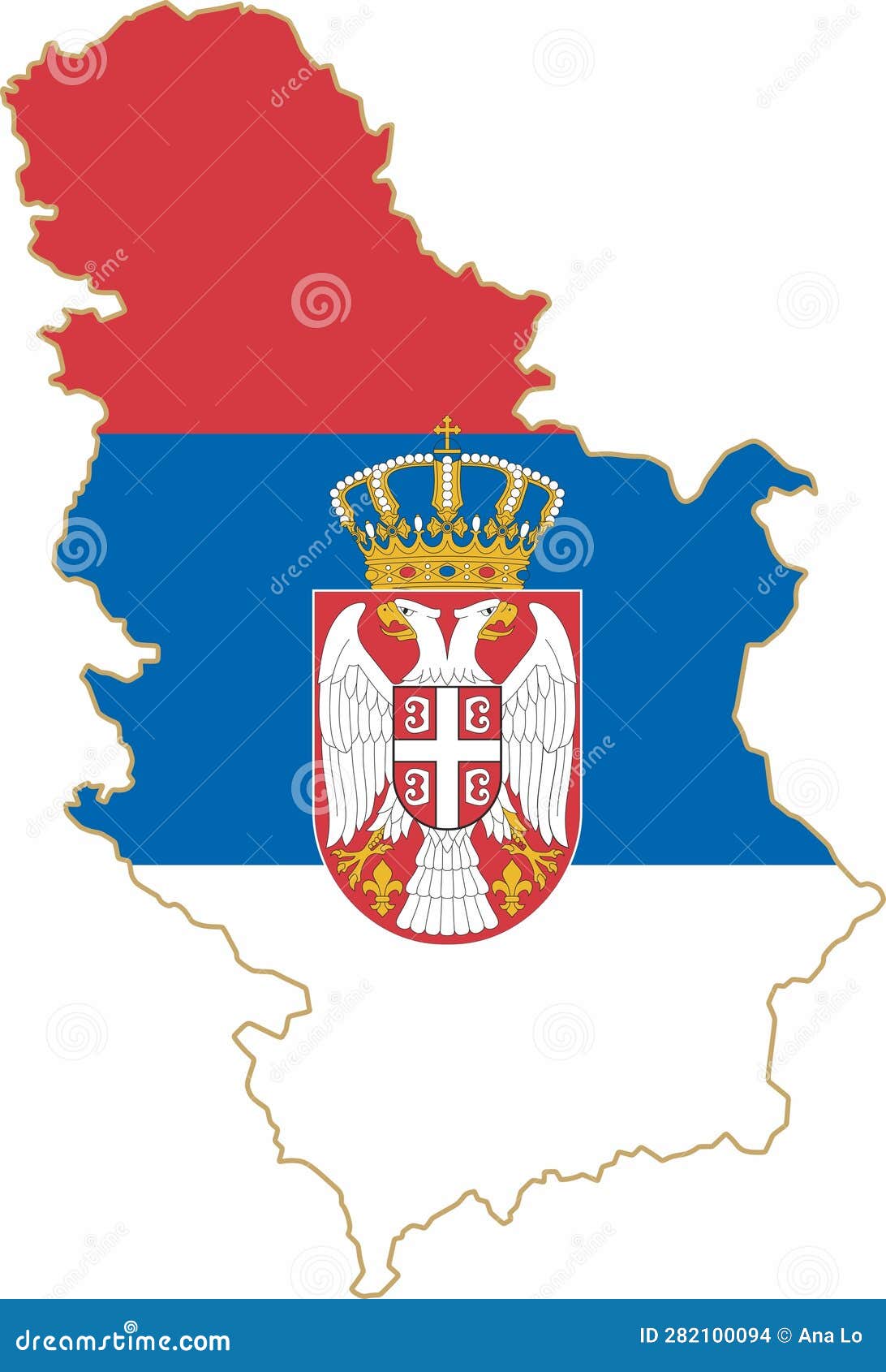 Vector Color Map of Serbia with Flag. Stock Vector - Illustration of ...