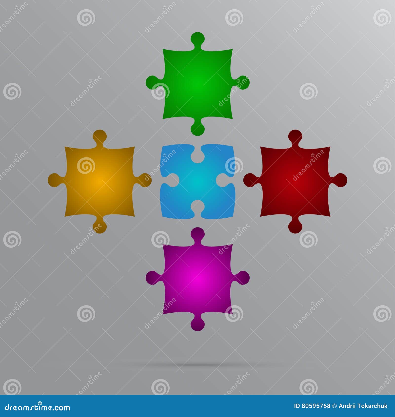 Vector Color 5 Puzzles Pieces JigSaw. Stock Vector - Illustration of