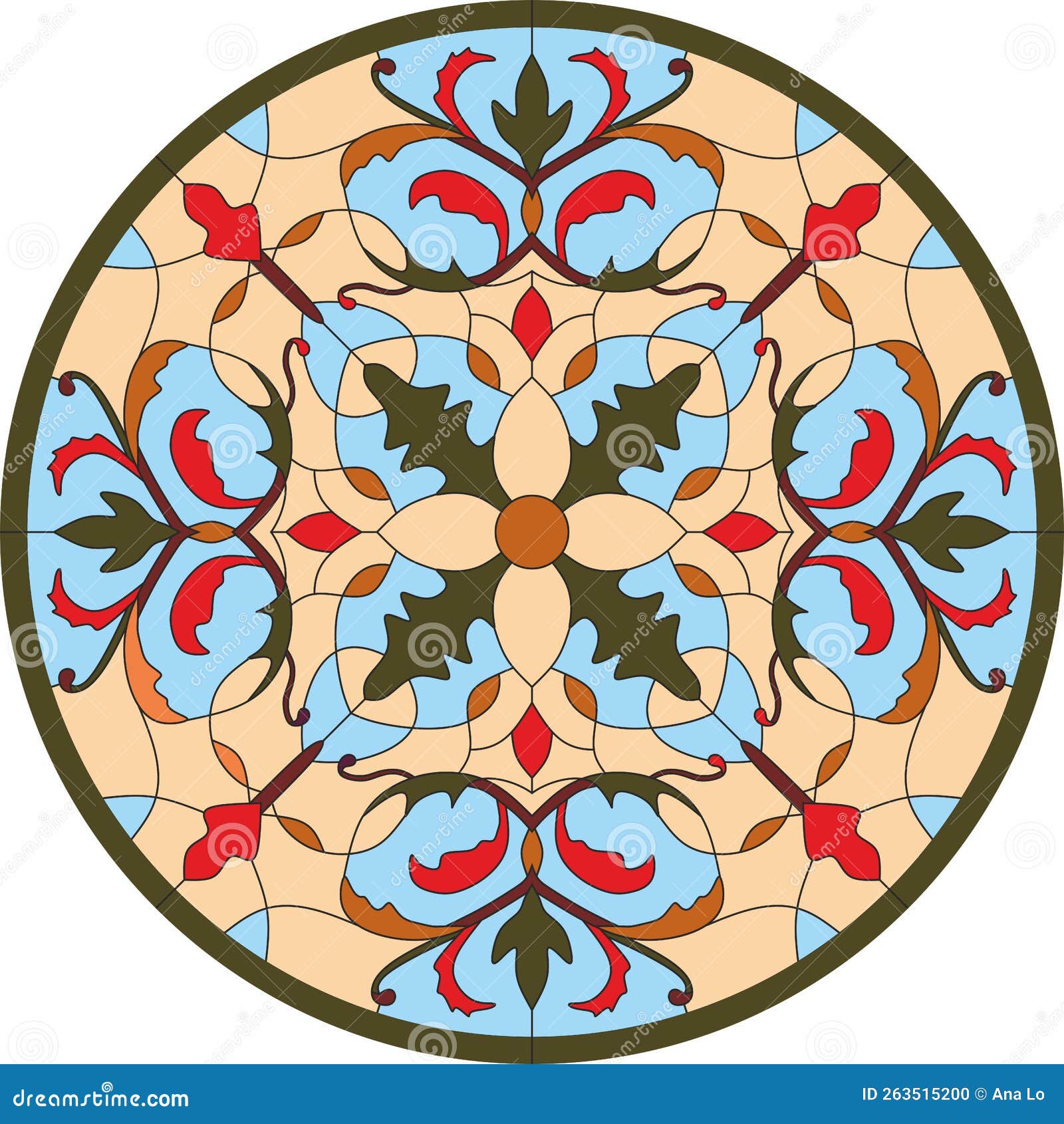 Vector Color Template of Round Stained Glass Window Stock Vector Vector Color Template of Round Stained Glass Window Stock Vector