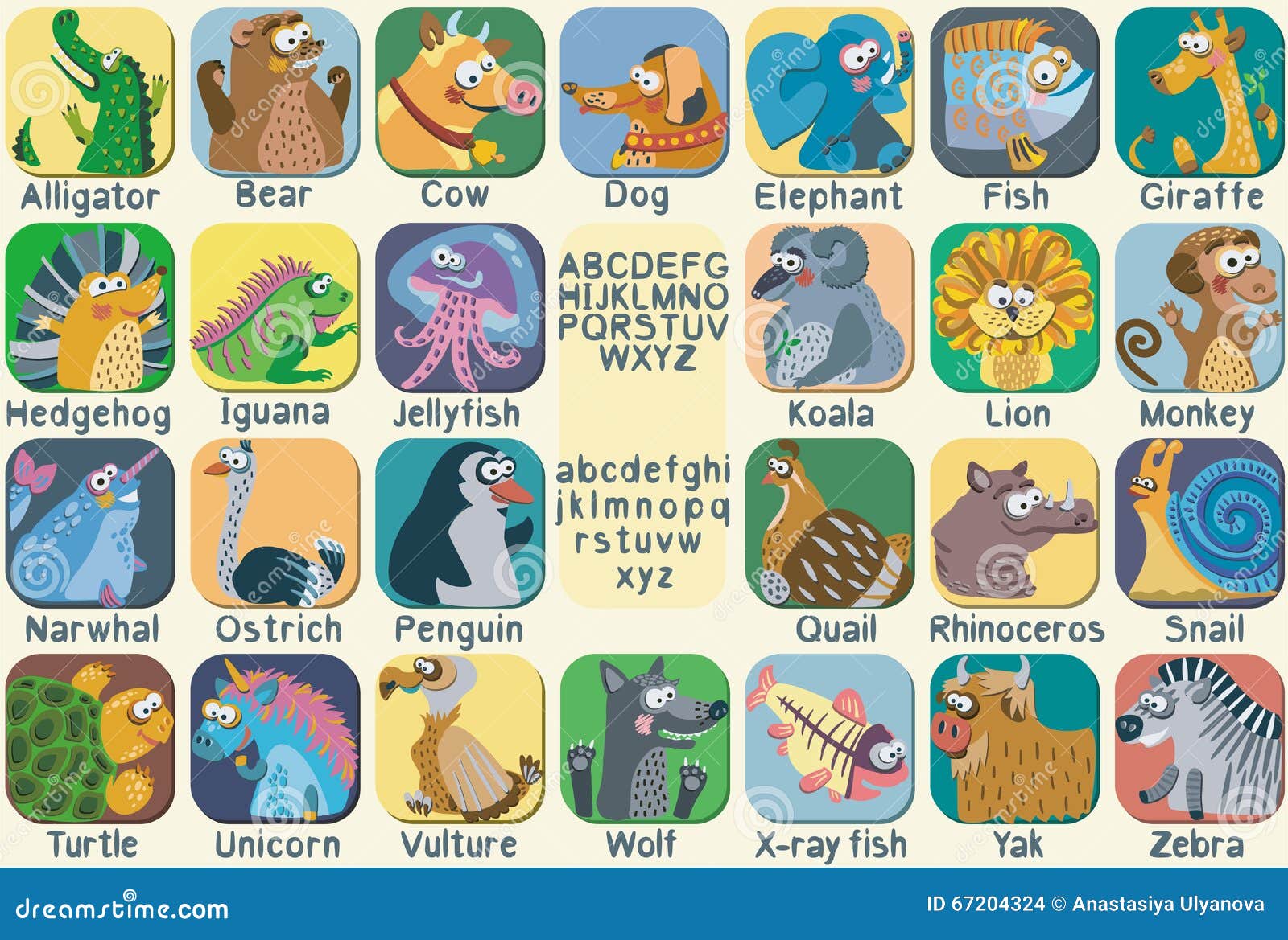 Vector Color Zoo Alphabet With Cute Animals Stock Vector